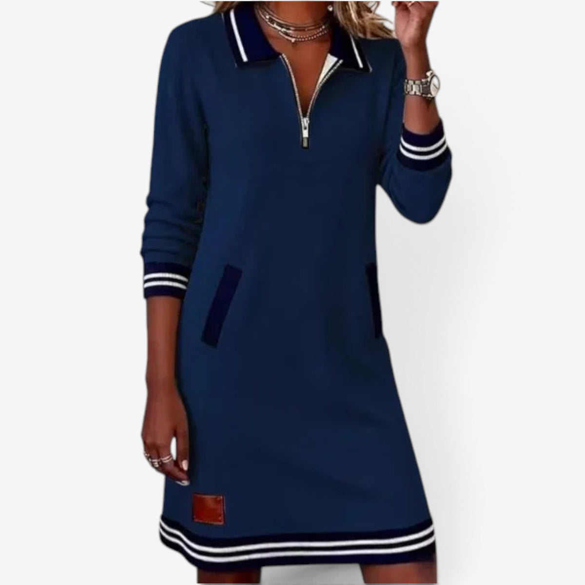 Mia™ Zip-collar sweater dress