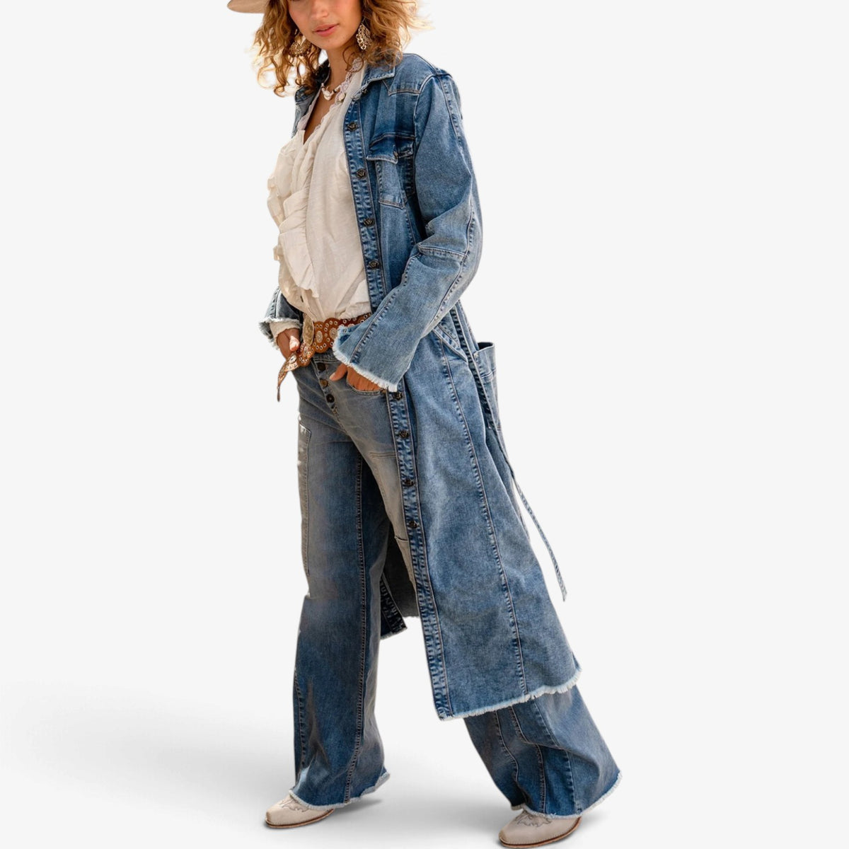 Lea™ Longline Belted Denim Dress