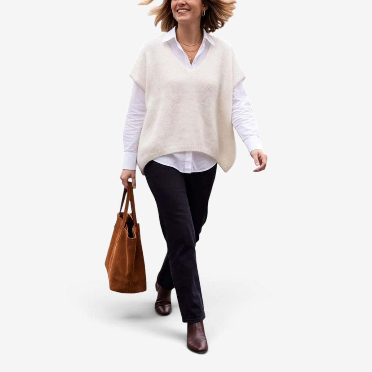 Aimee™ Oversized V-Neck Knit Vest