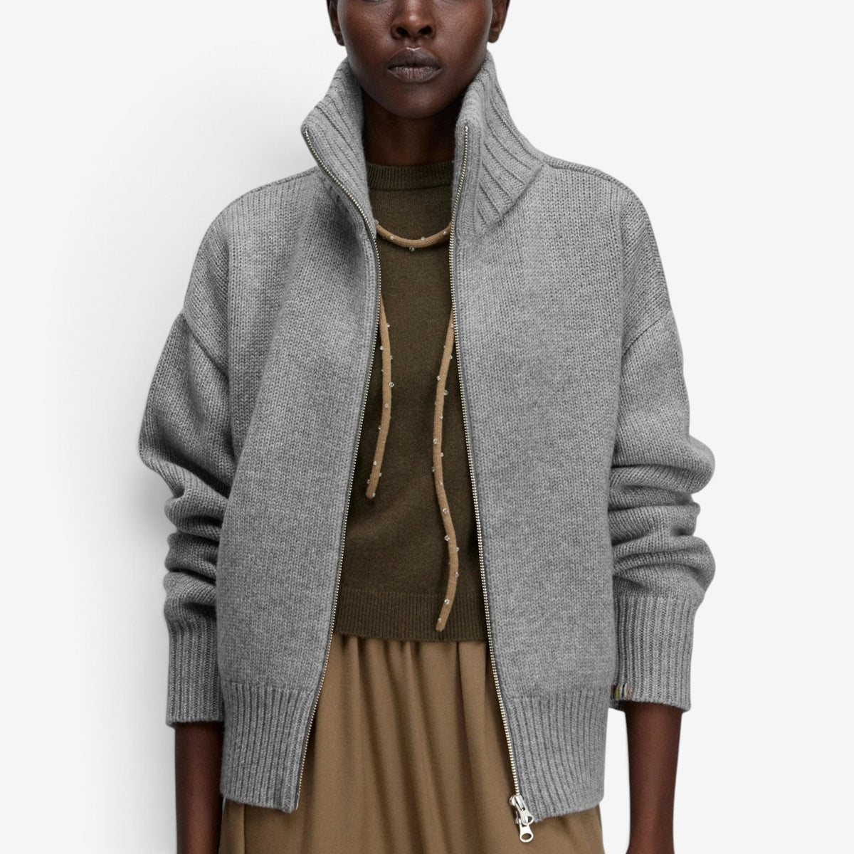 Rhea™ Chunky Knit Zip-Up Jacket