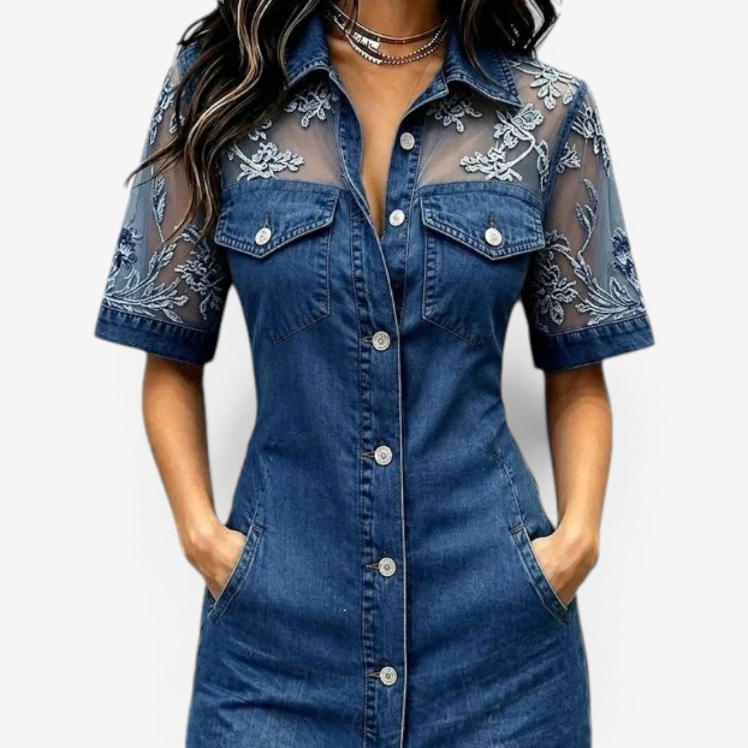 Aviola™ Denim shirt dress
