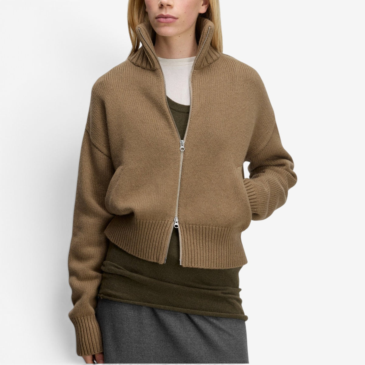 Rhea™ Chunky Knit Zip-Up Jacket