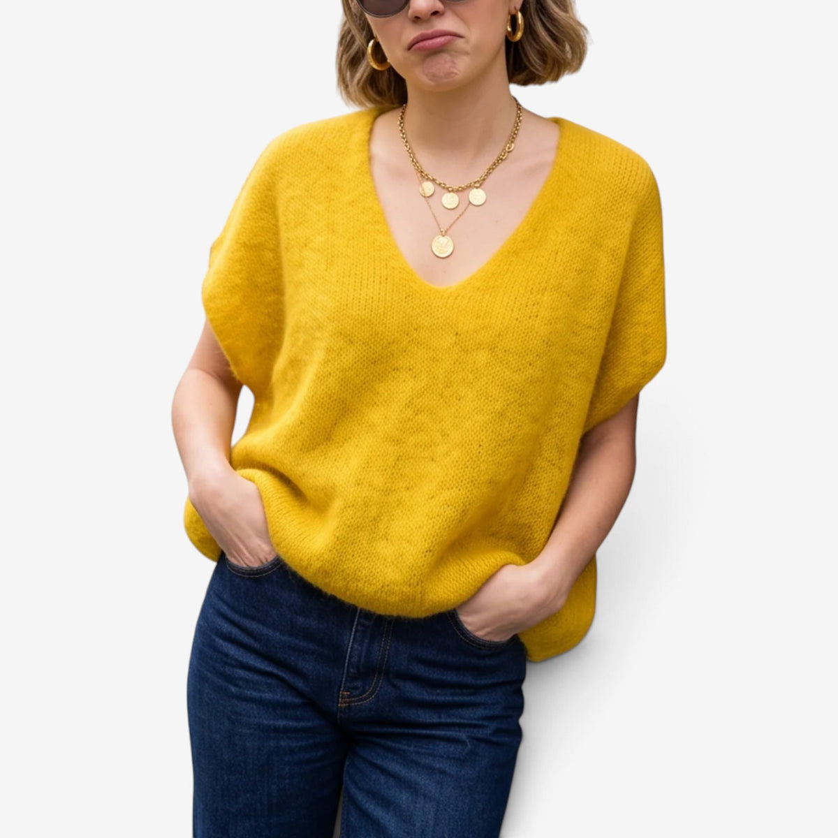 Aimee™ Oversized V-Neck Knit Vest