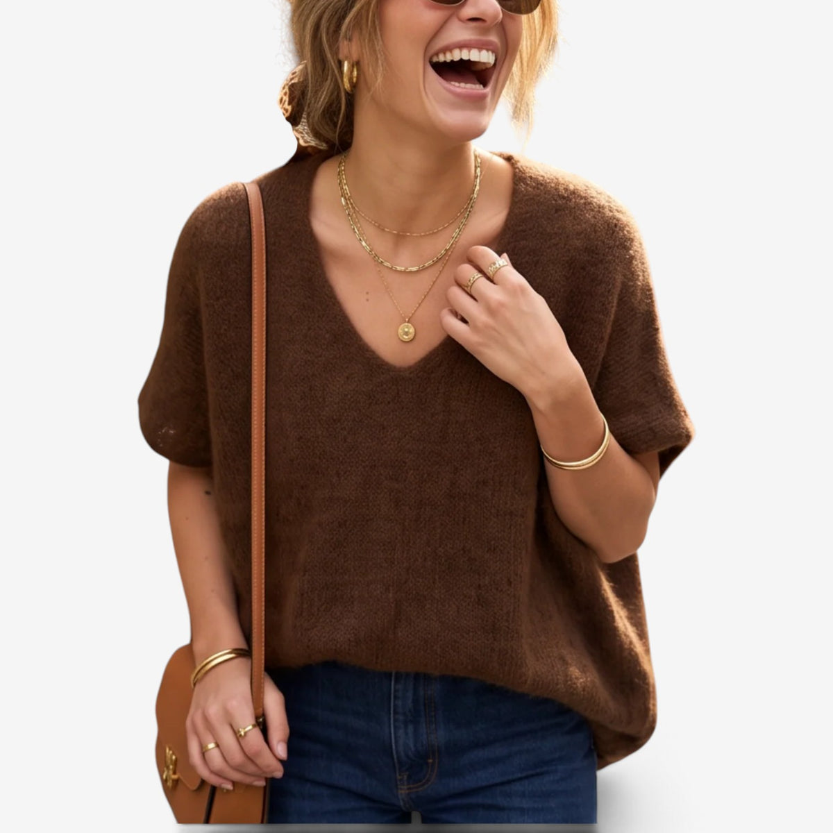 Aimee™ Oversized V-Neck Knit Vest