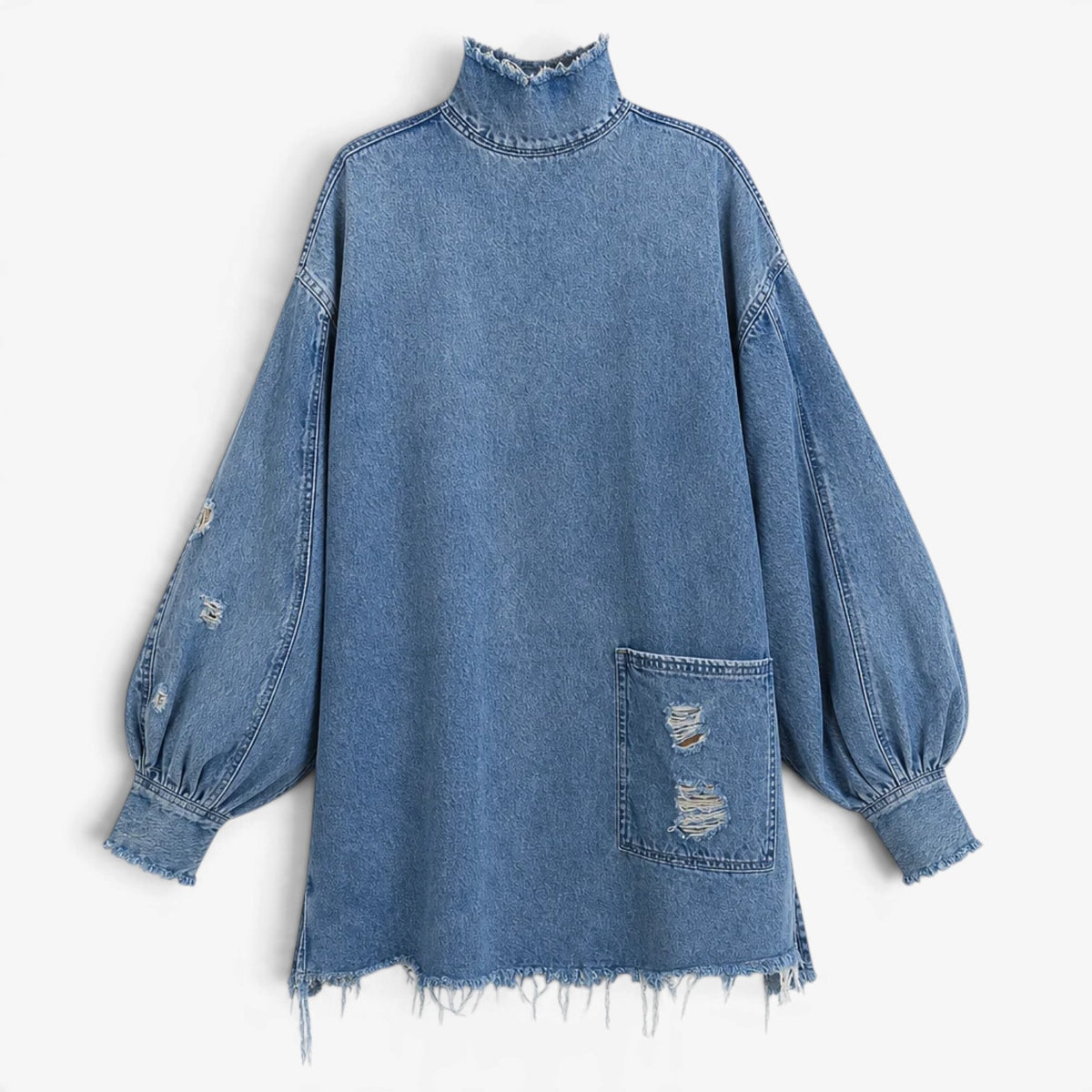Evelyne™ Oversized Distressed Denim Dress