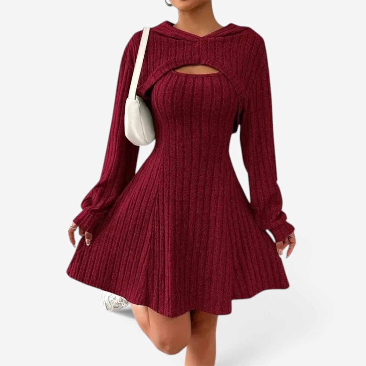 Vivian™ Ribbed Cutout Sweater Dress