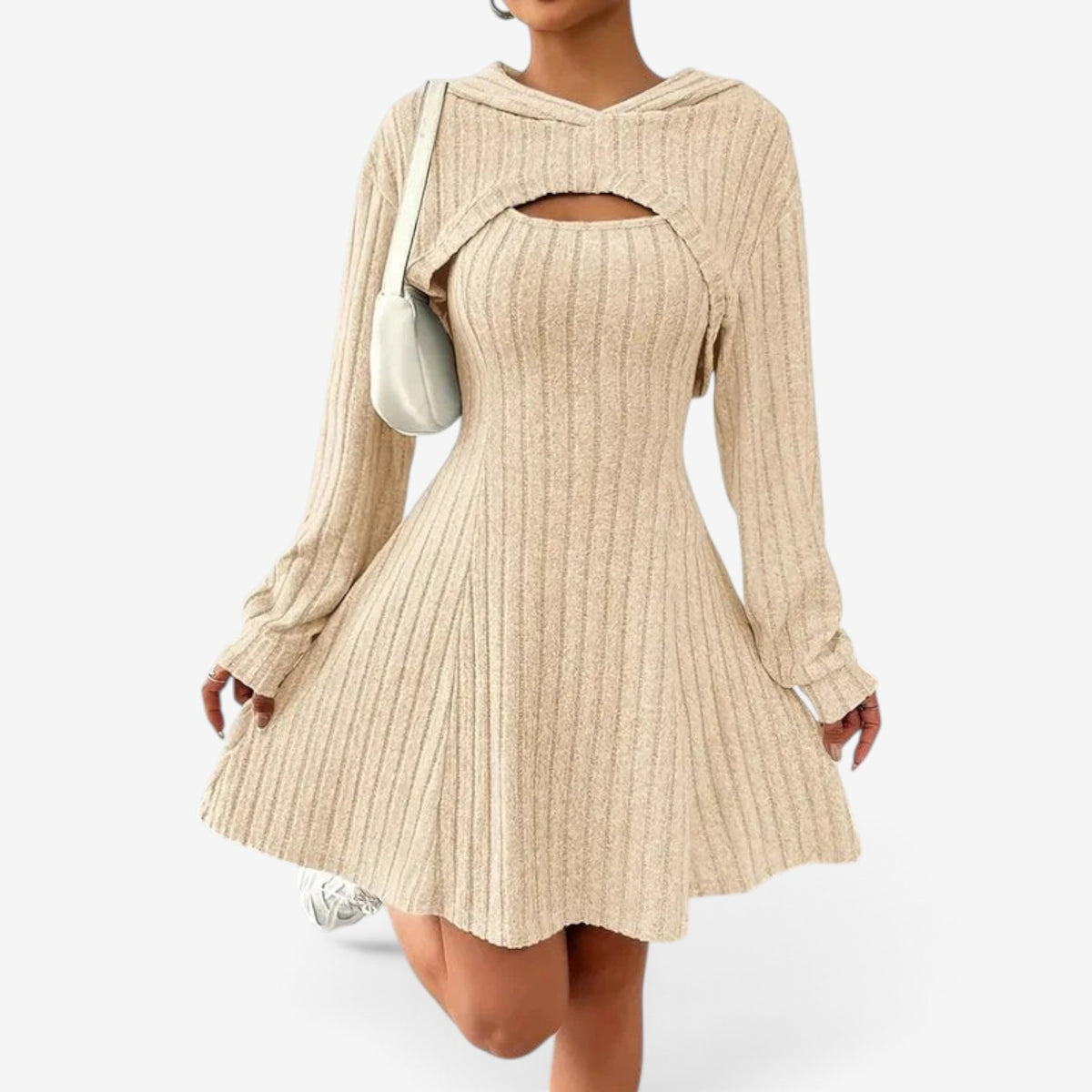 Vivian™ Ribbed Cutout Sweater Dress