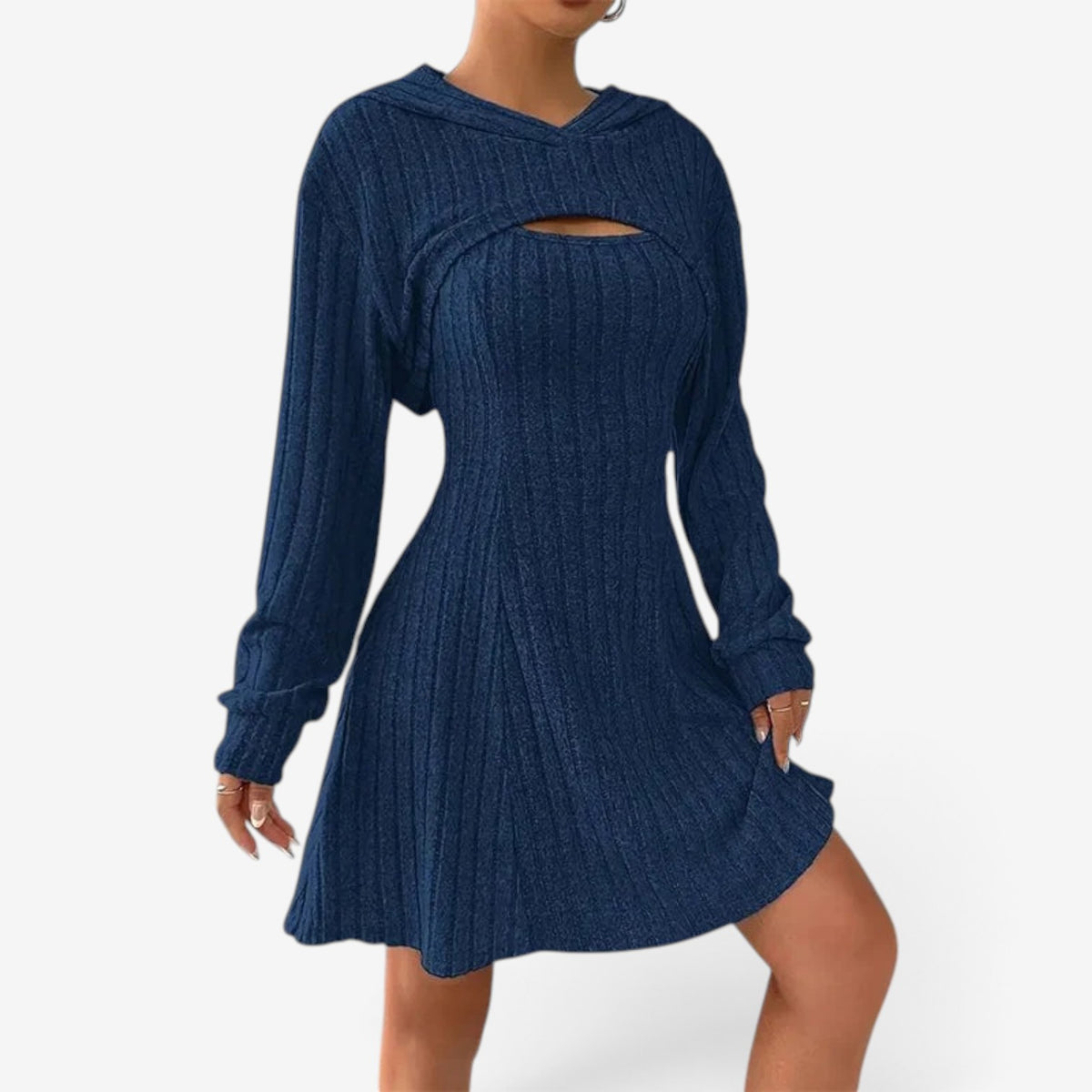 Vivian™ Ribbed Cutout Sweater Dress