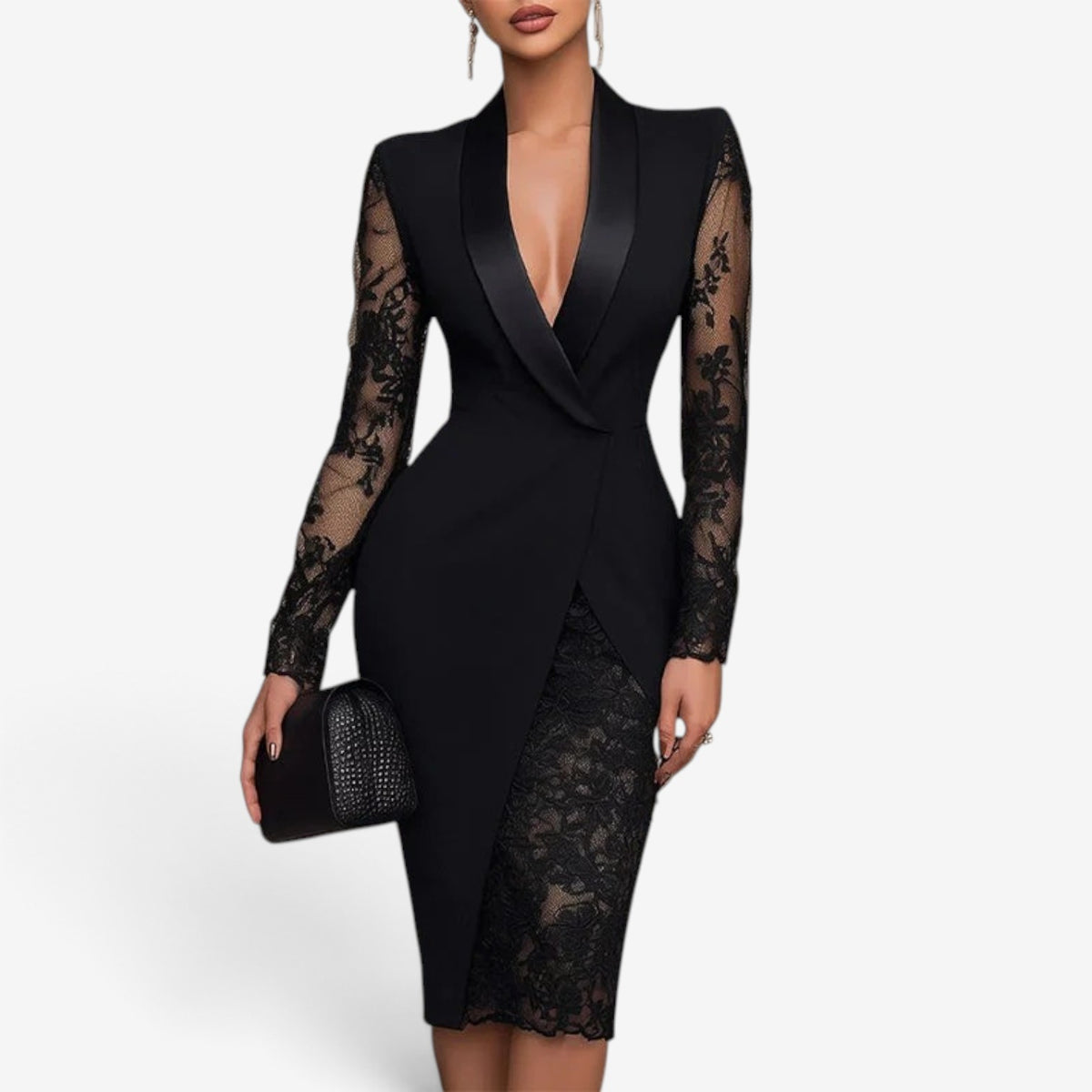 Valentina™ Lace-Sleeve Blazer Dress