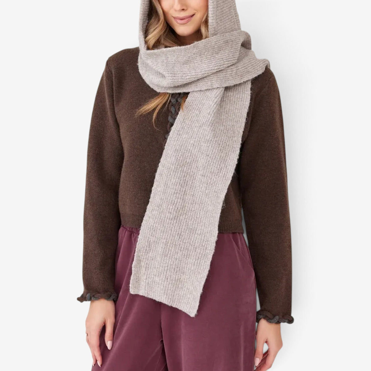 Ondine™ Long Hooded Knit Scarf