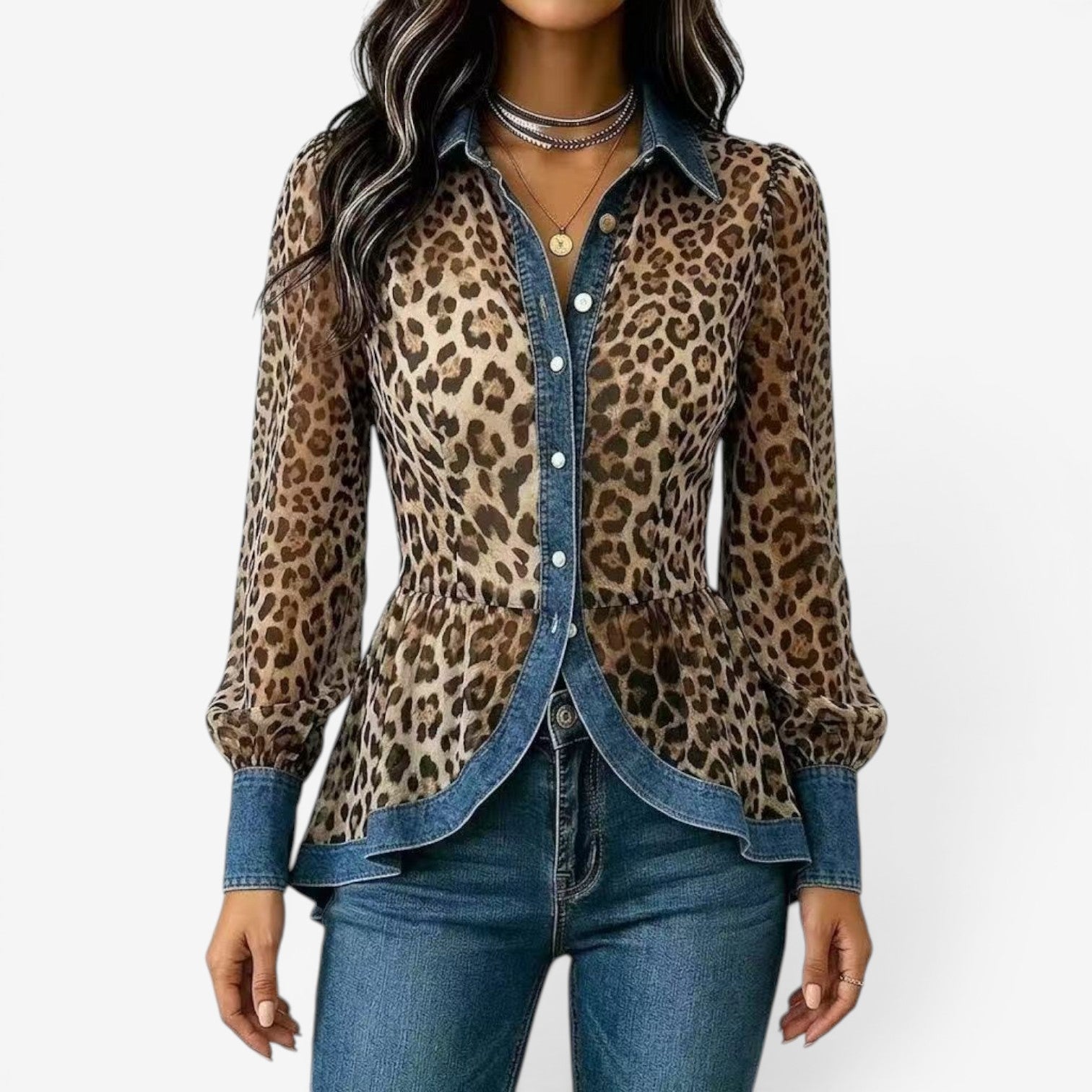Lorie™ Leopard peplum blouse