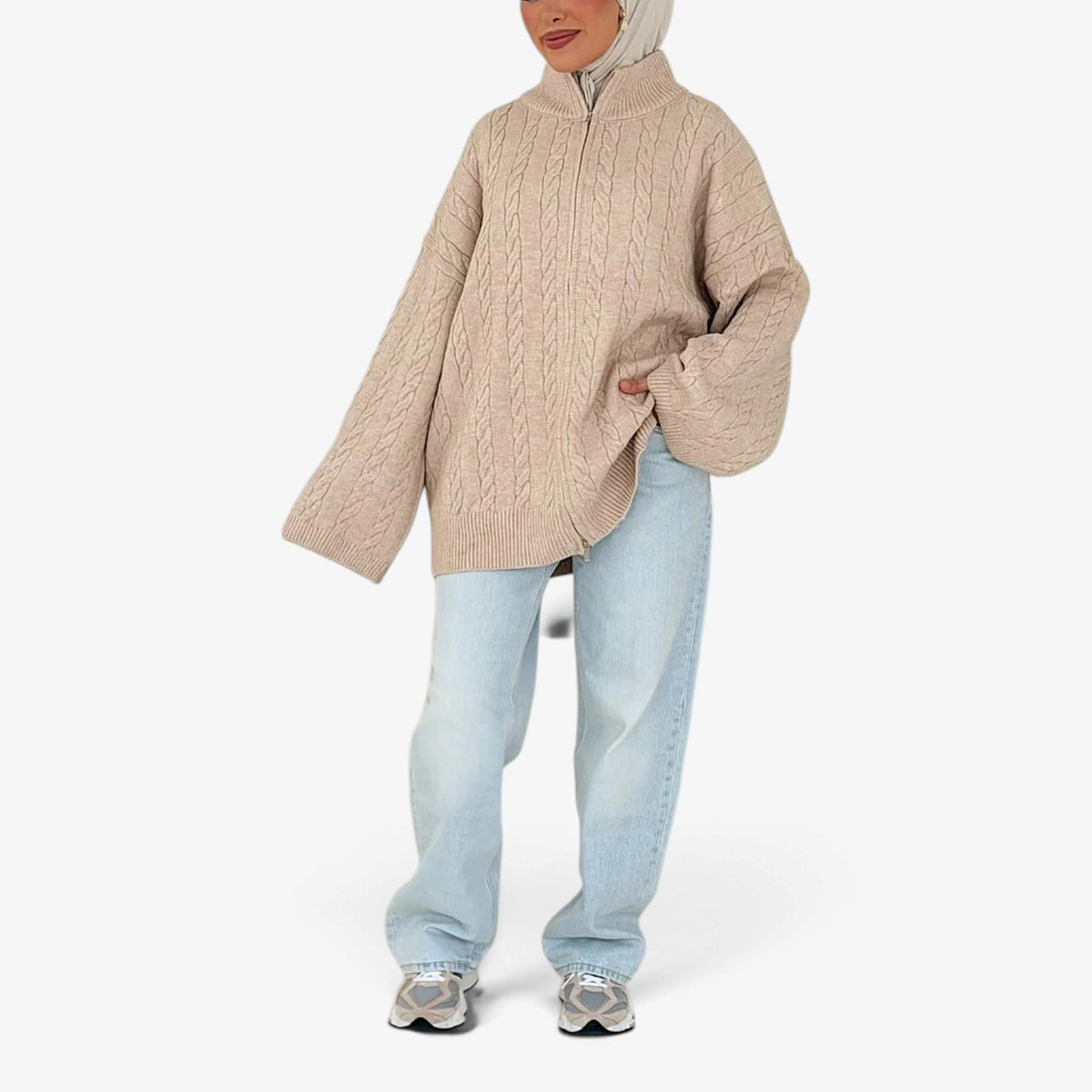 Florine™ Textured Half-Zip Knit Sweater