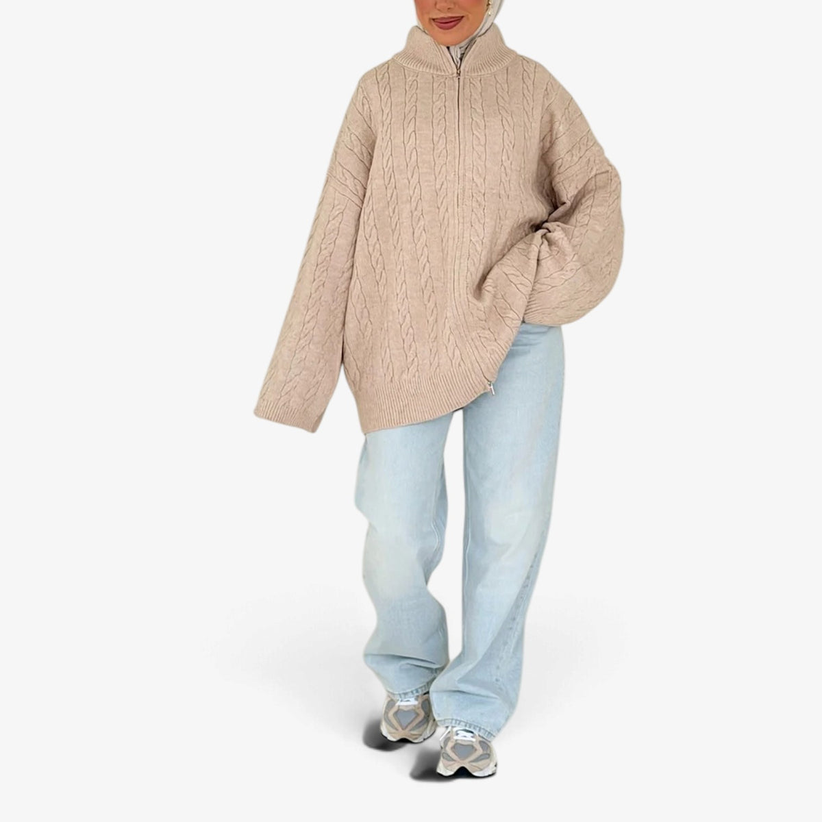 Florine™ Textured Half-Zip Knit Sweater