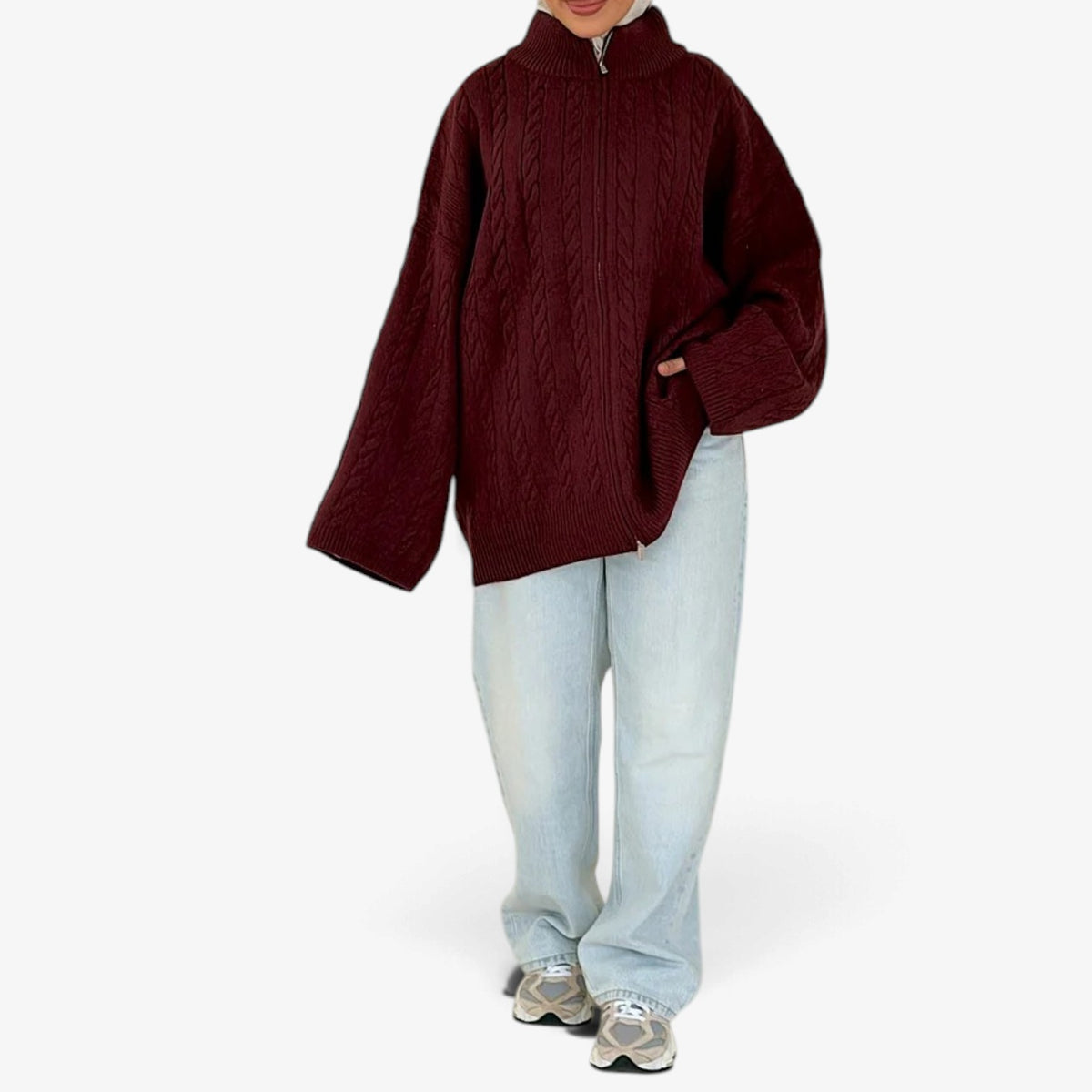 Florine™ Textured Half-Zip Knit Sweater