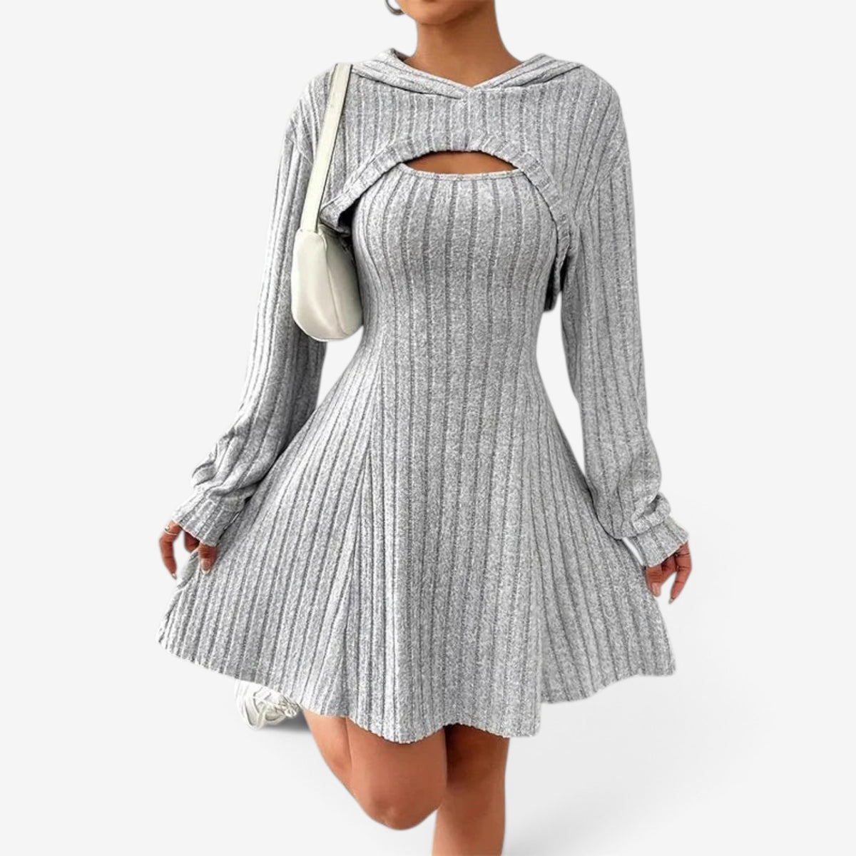 Vivian™ Ribbed Cutout Sweater Dress