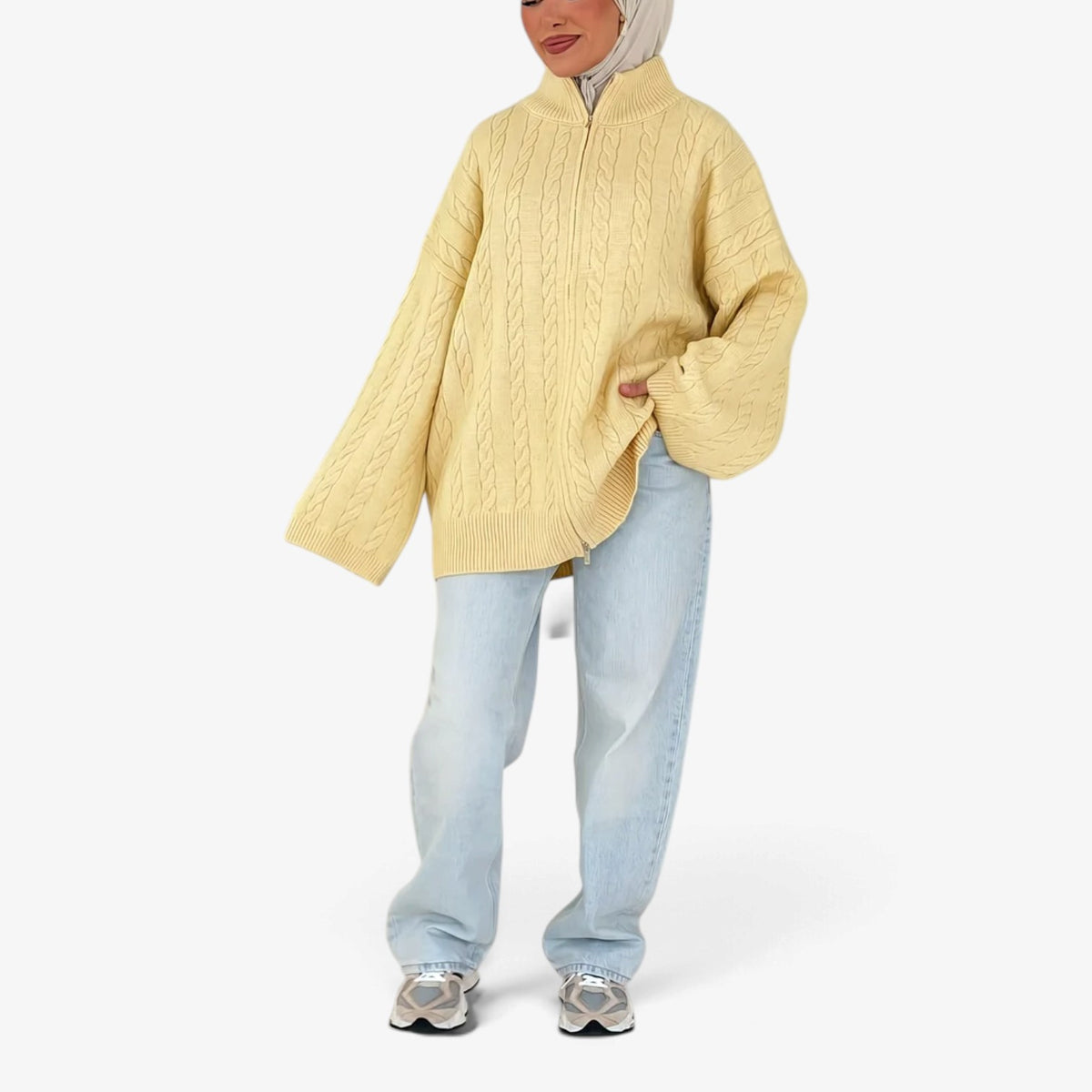 Florine™ Textured Half-Zip Knit Sweater