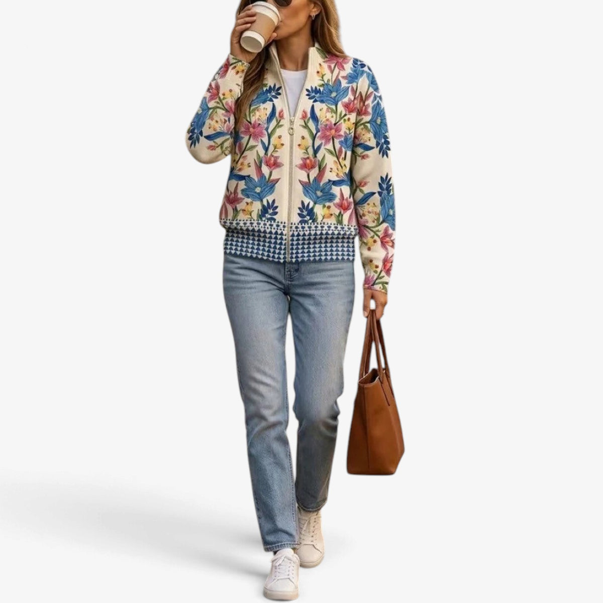 Romane™ Botanical Pattern Knit Jacket