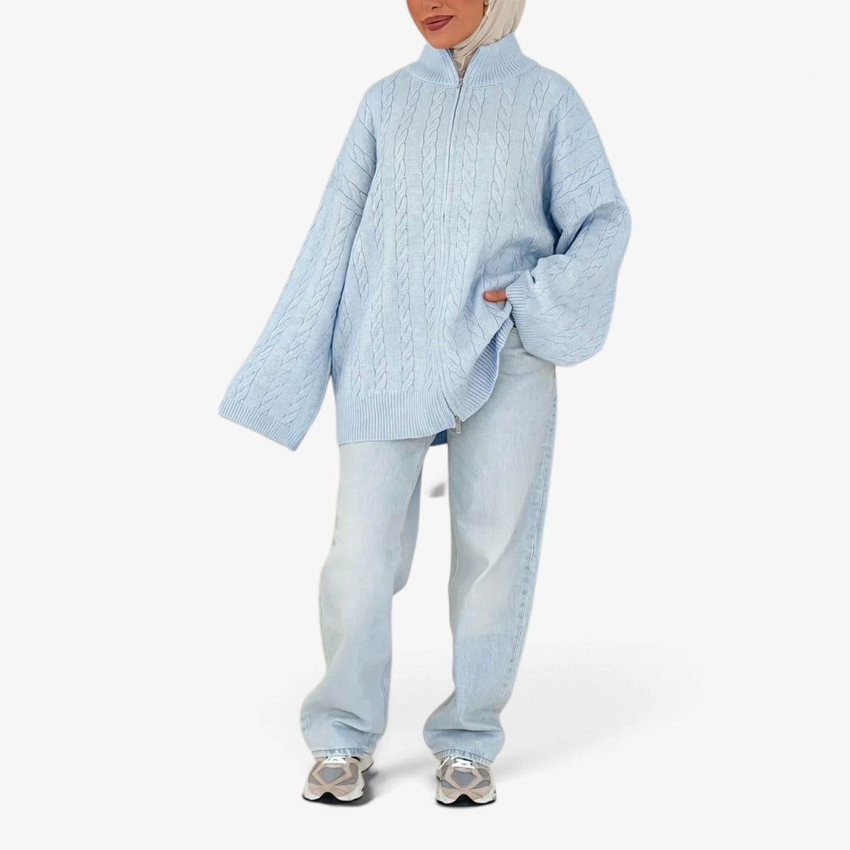 Florine™ Textured Half-Zip Knit Sweater
