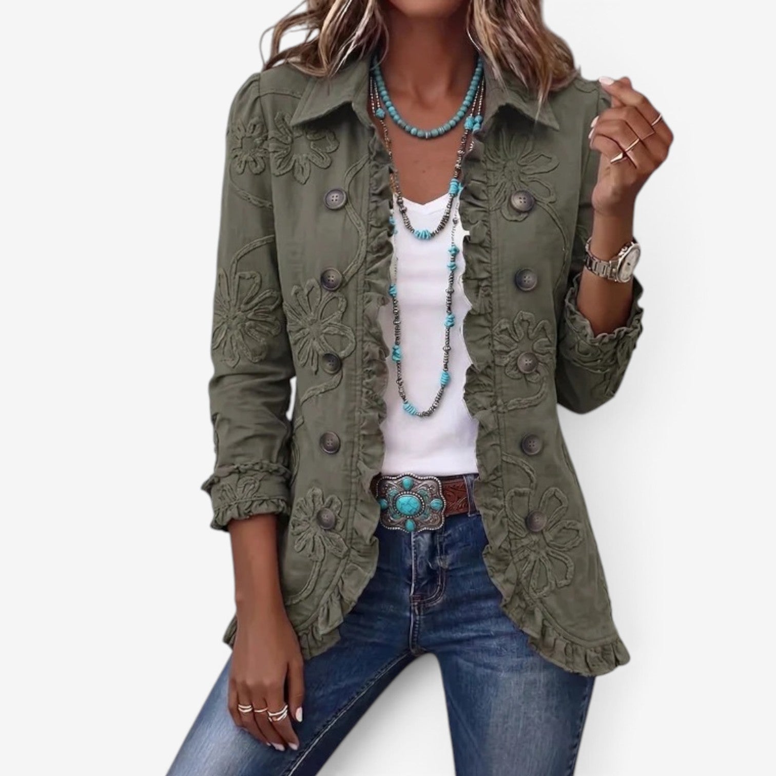 Shelaine™ Floral ruffle blazer