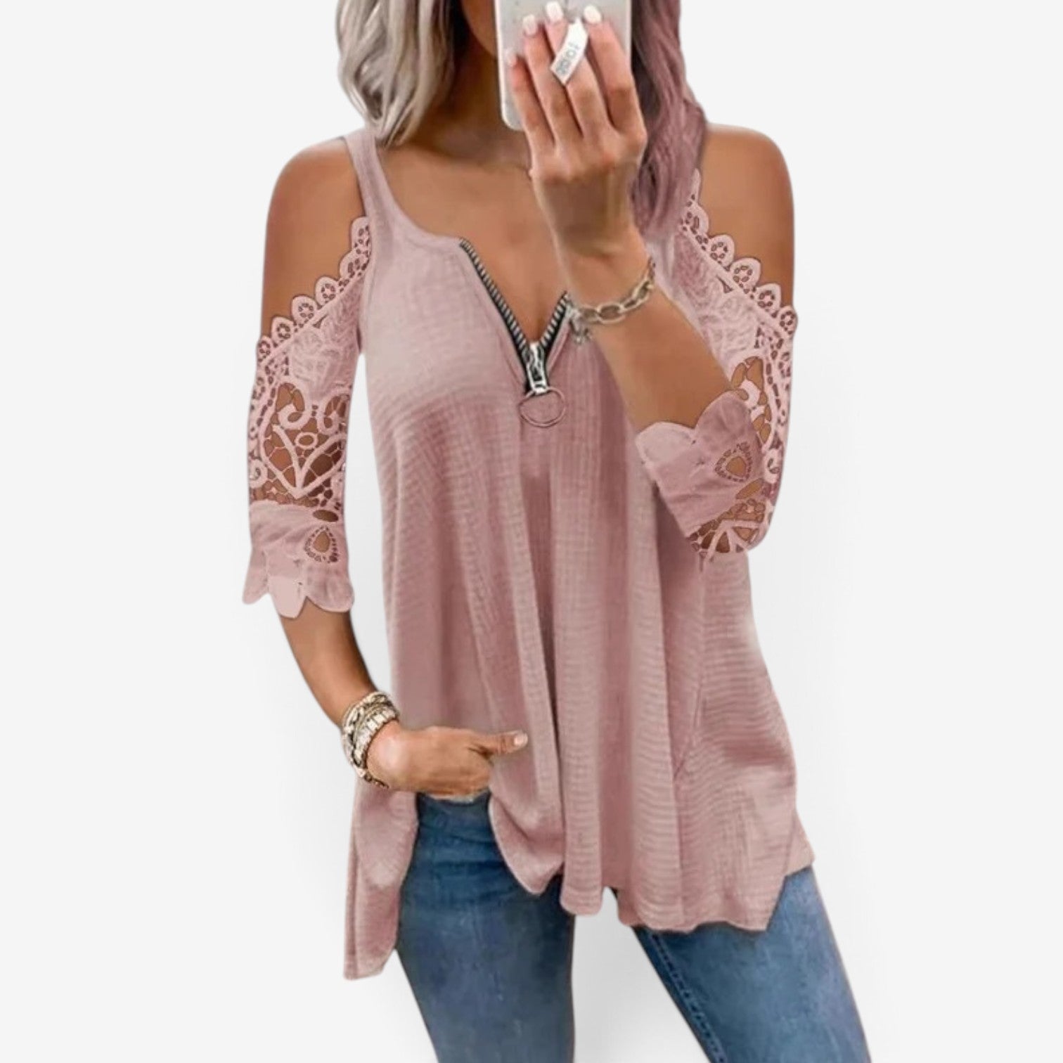 Deliah™ Lace sleeve blouse