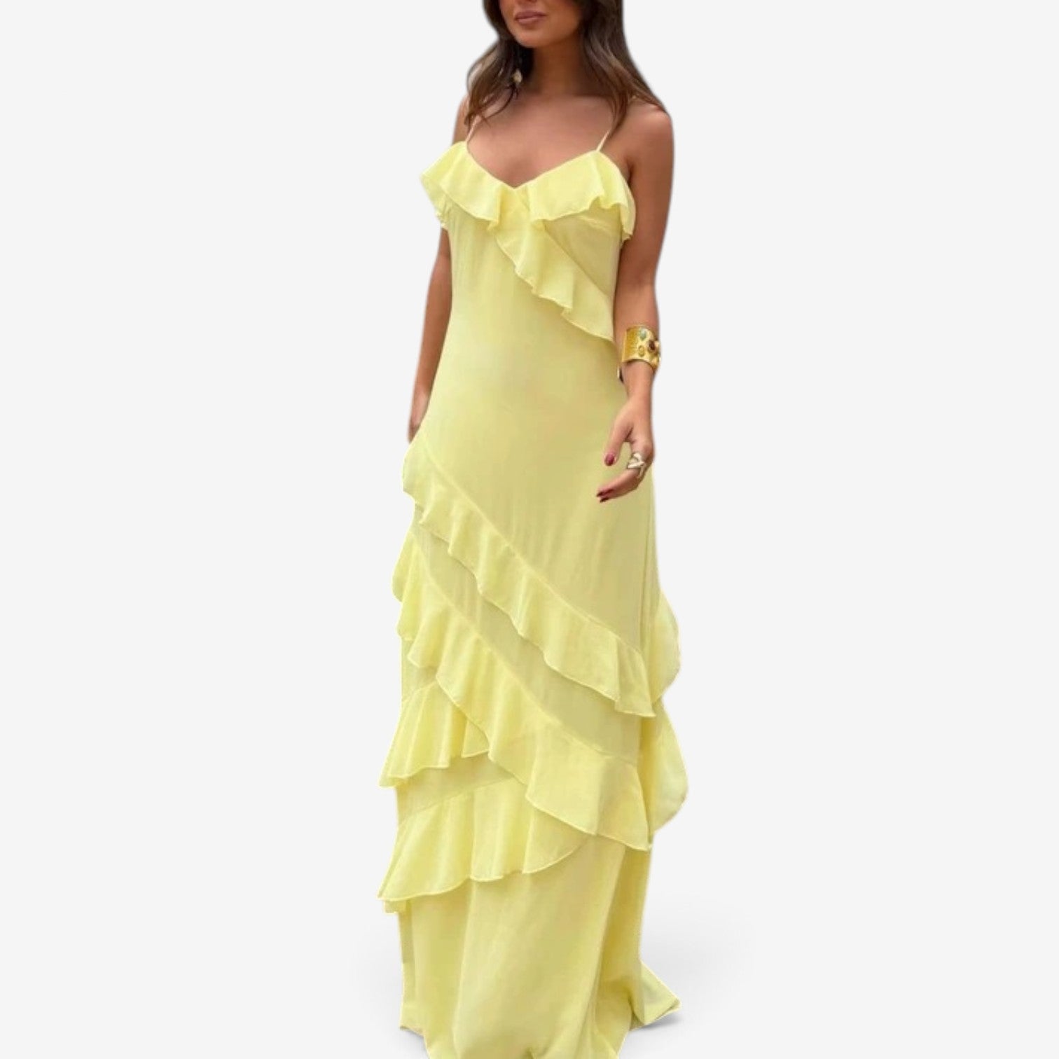 Adel™ Ruffle chiffon maxi dress