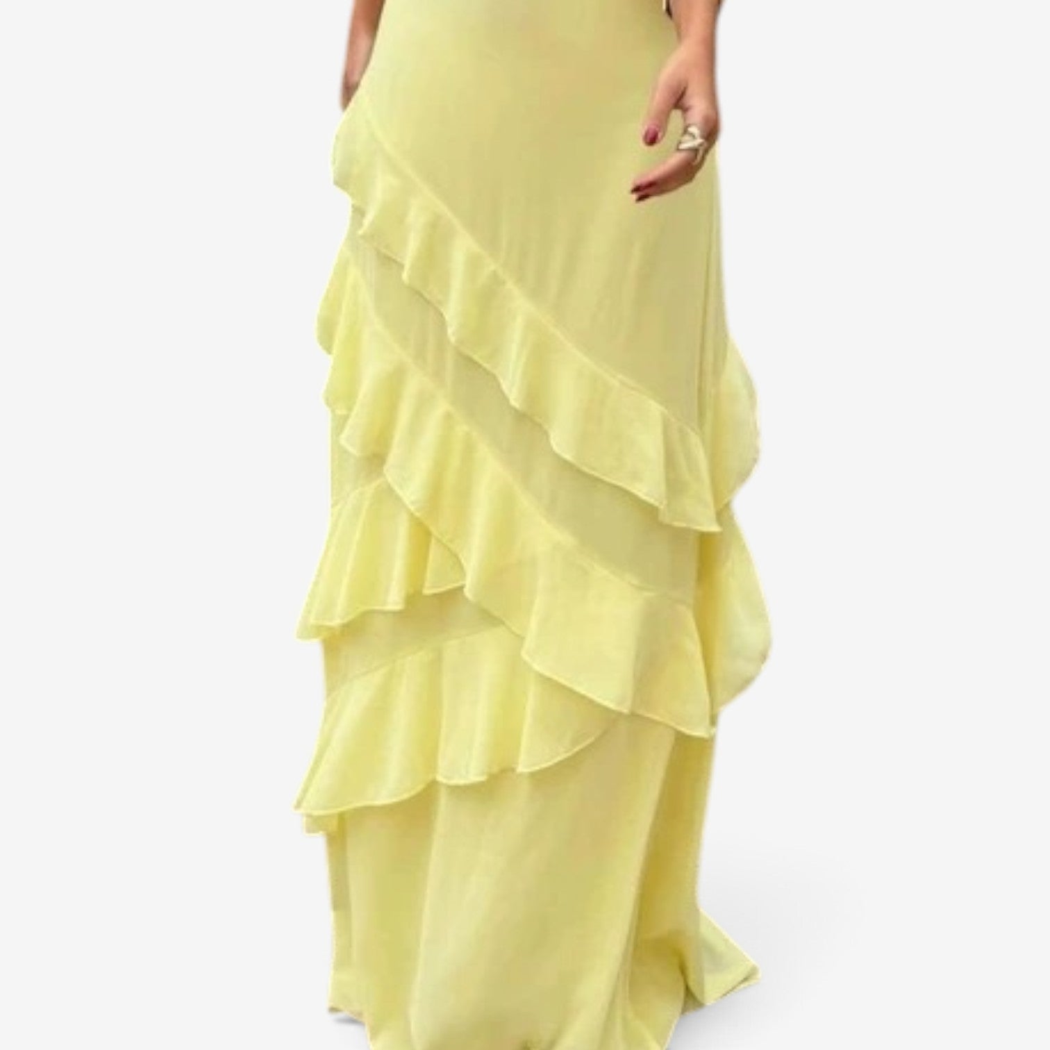 Adel™ Ruffle chiffon maxi dress