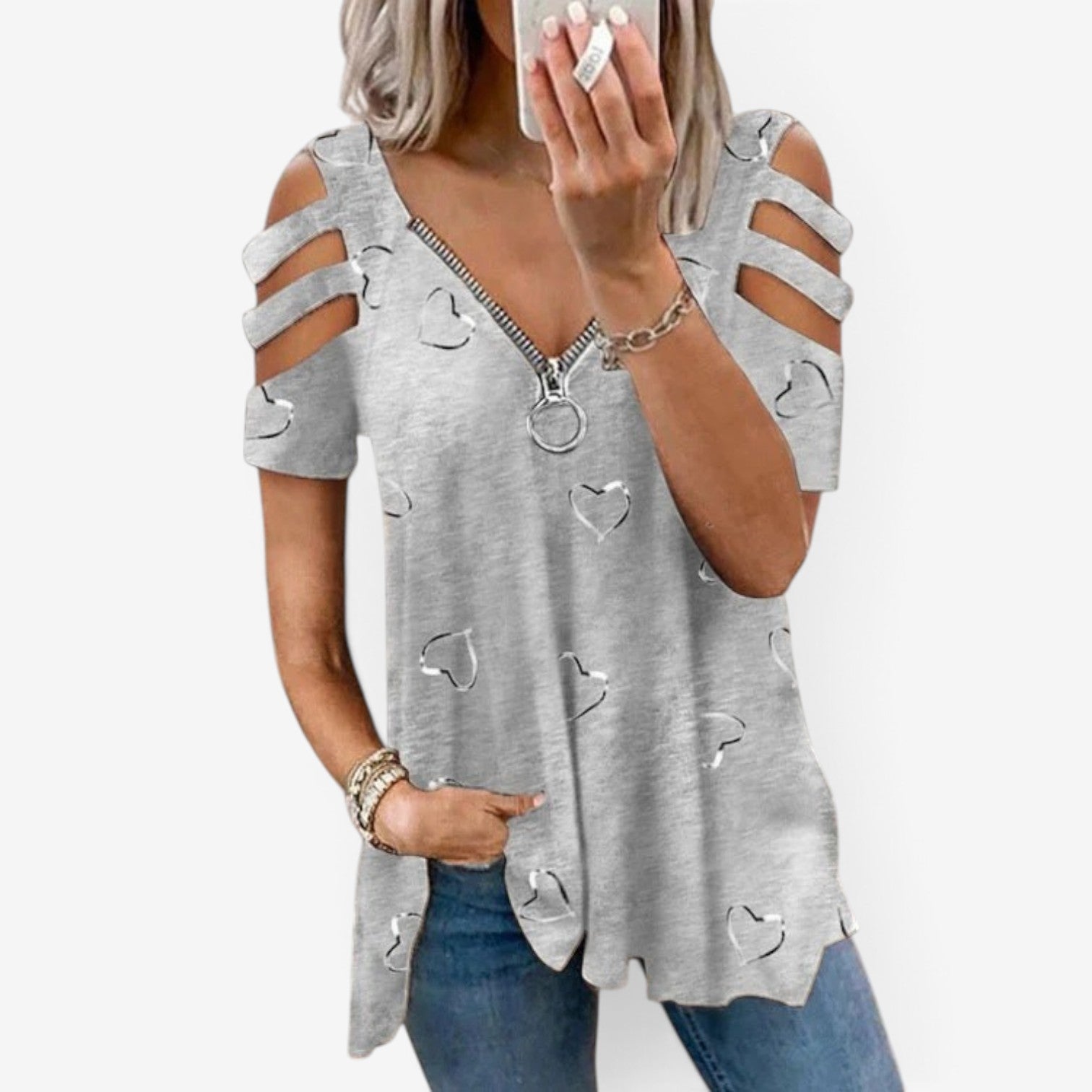 Thera™ Zipper v-neck top