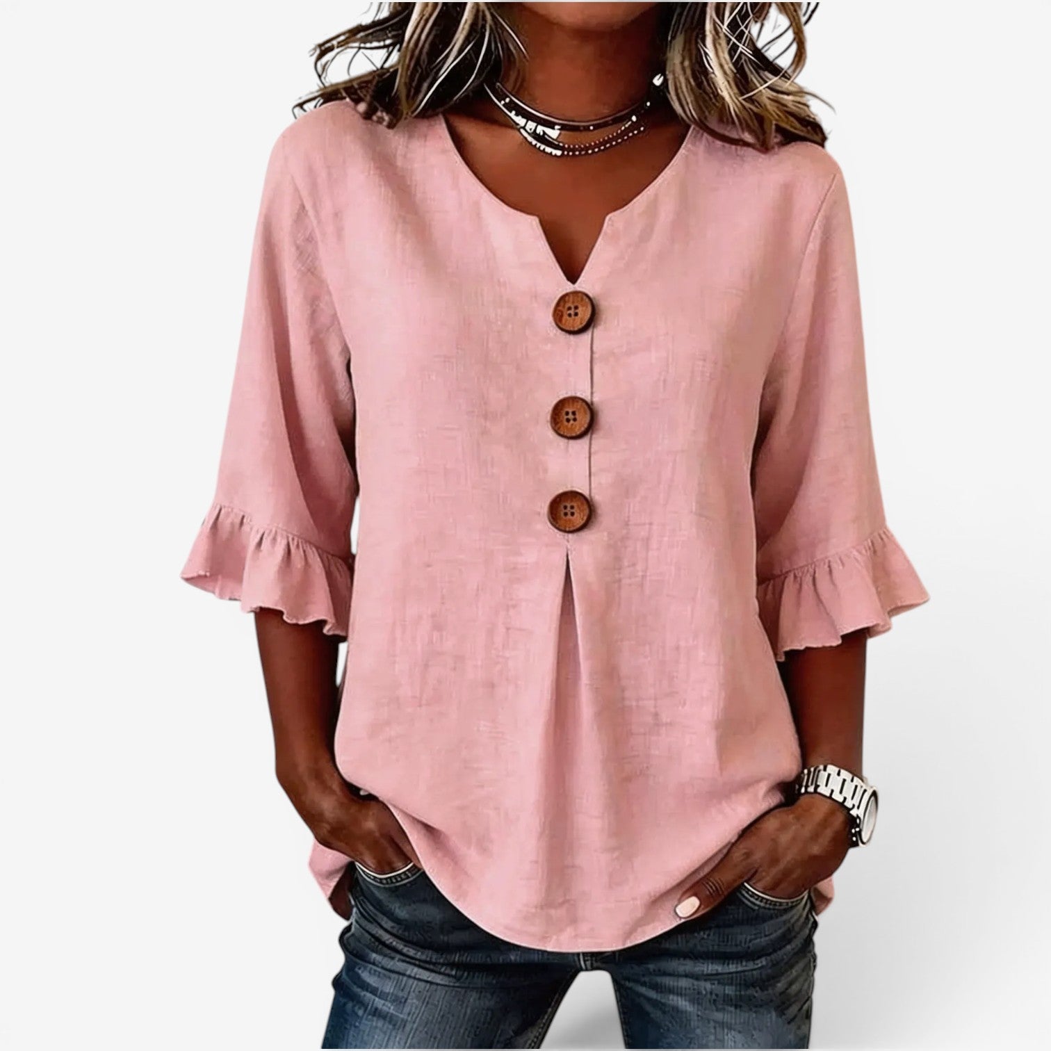 Amy™ V-neck flared top