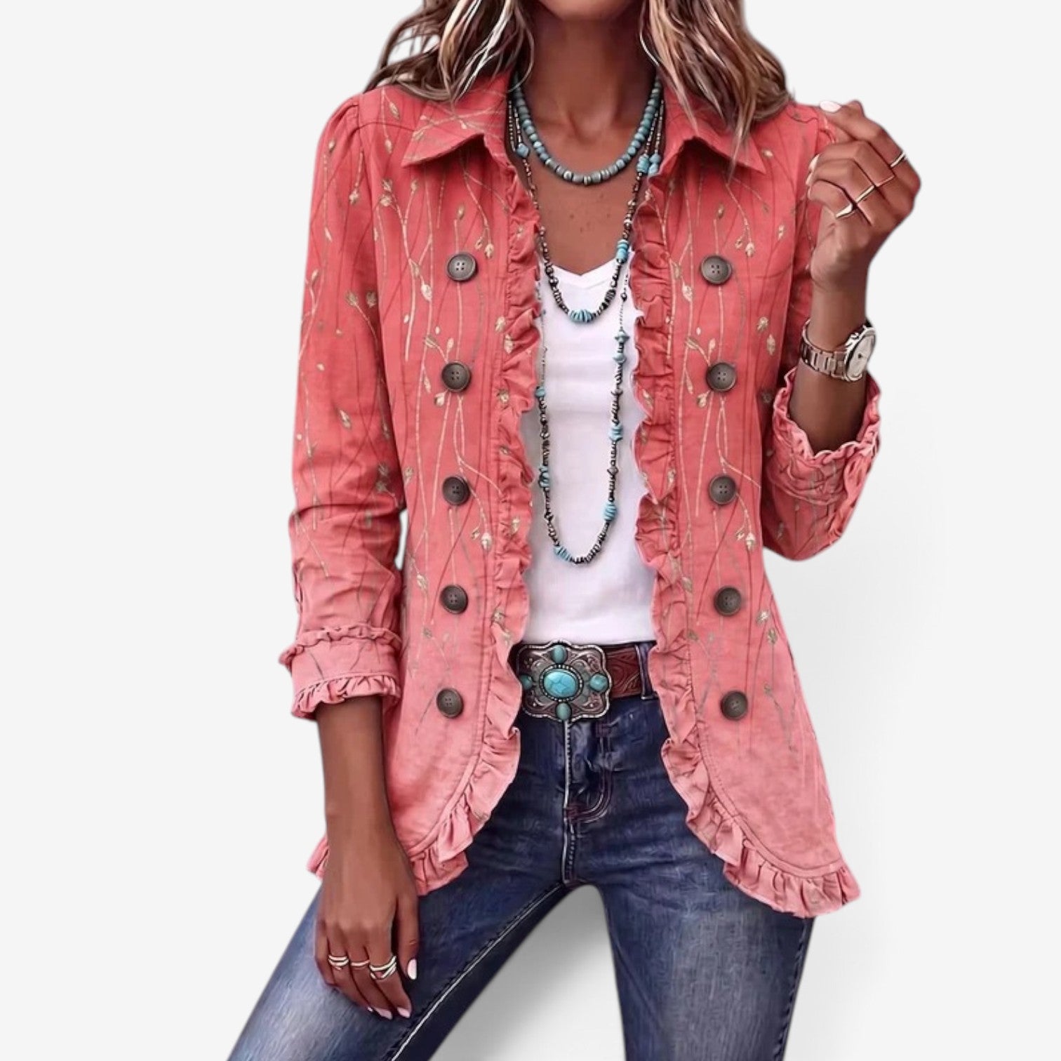 Shelaine™ Floral ruffle blazer