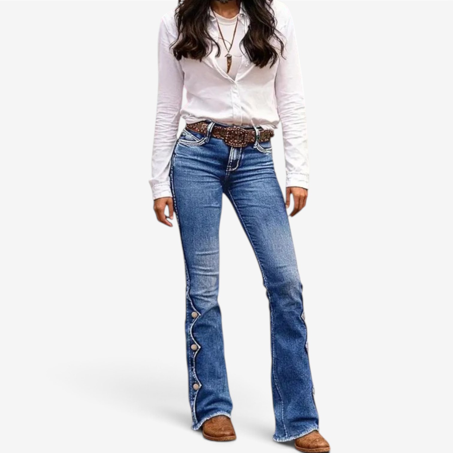 Avah™ Side-button denim jeans