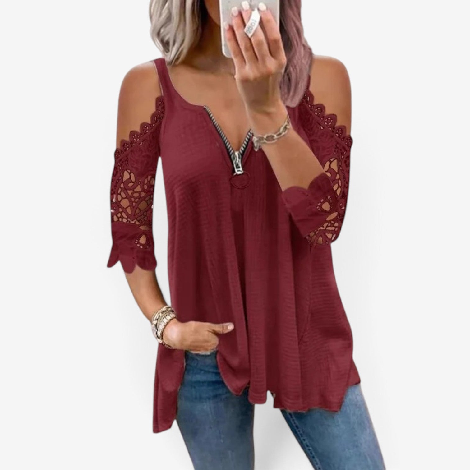Deliah™ Lace sleeve blouse