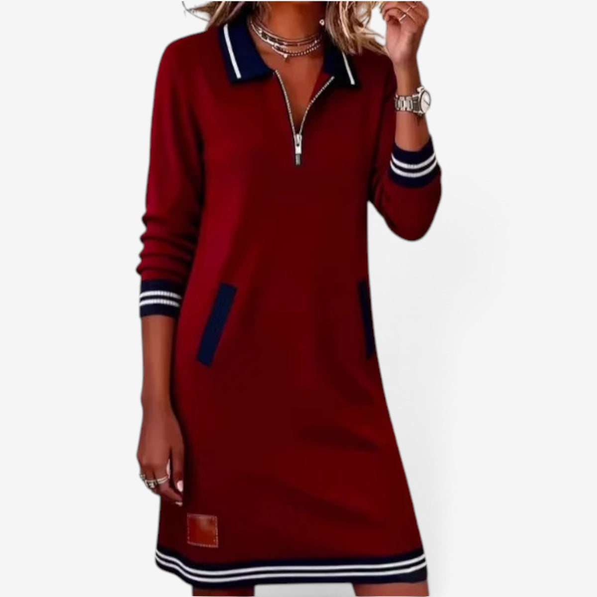 Mia™ Zip-collar sweater dress