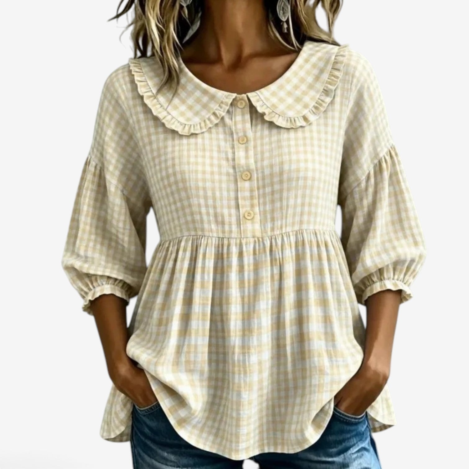 Adella™ Ruffled collar peplum blouse