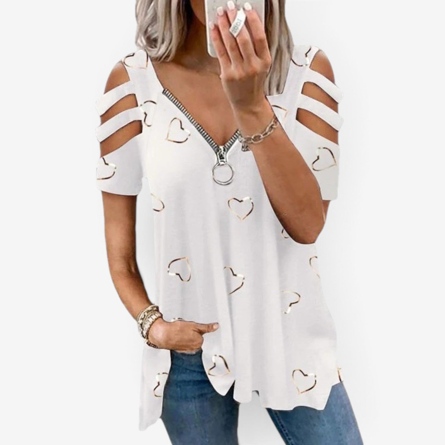 Thera™ Zipper v-neck top