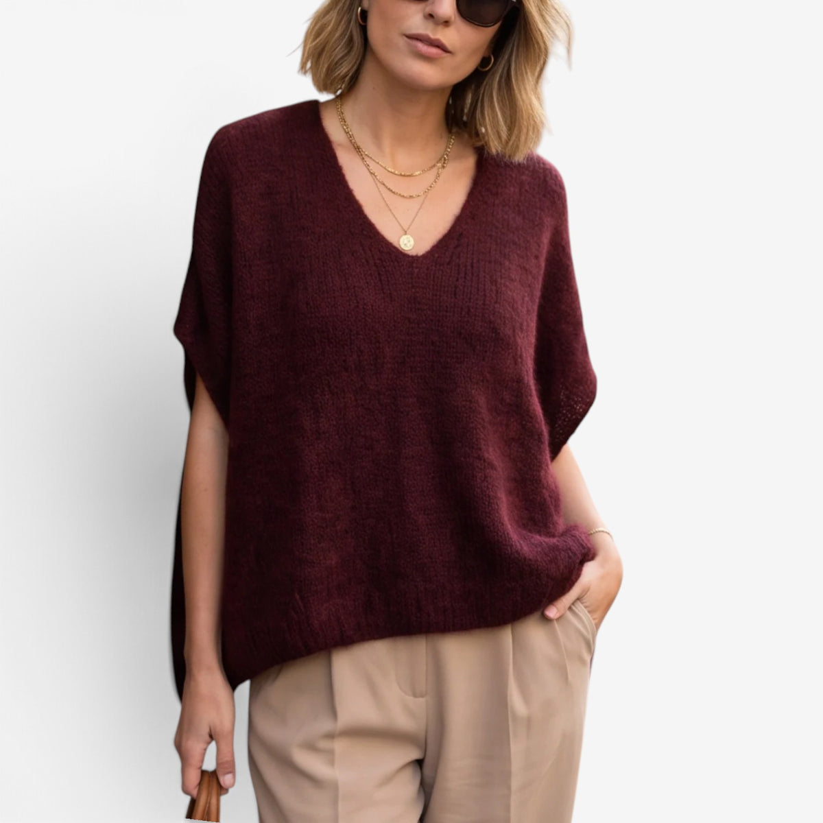 Aimee™ Oversized V-Neck Knit Vest