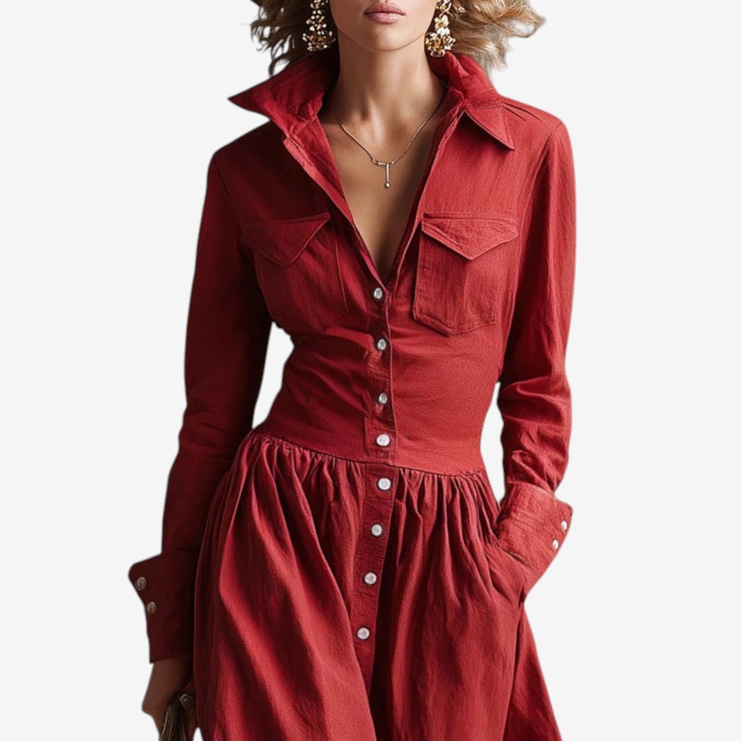 Janine™ Elegant Button-Down Dress