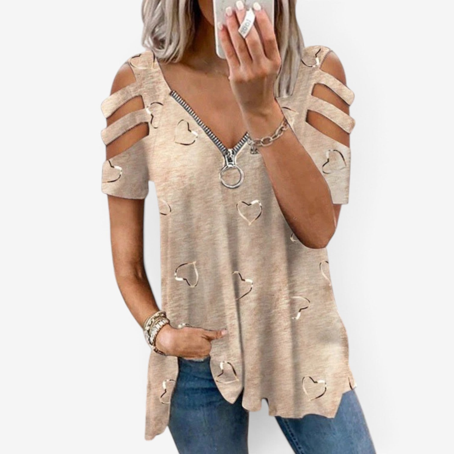 Thera™ Zipper v-neck top