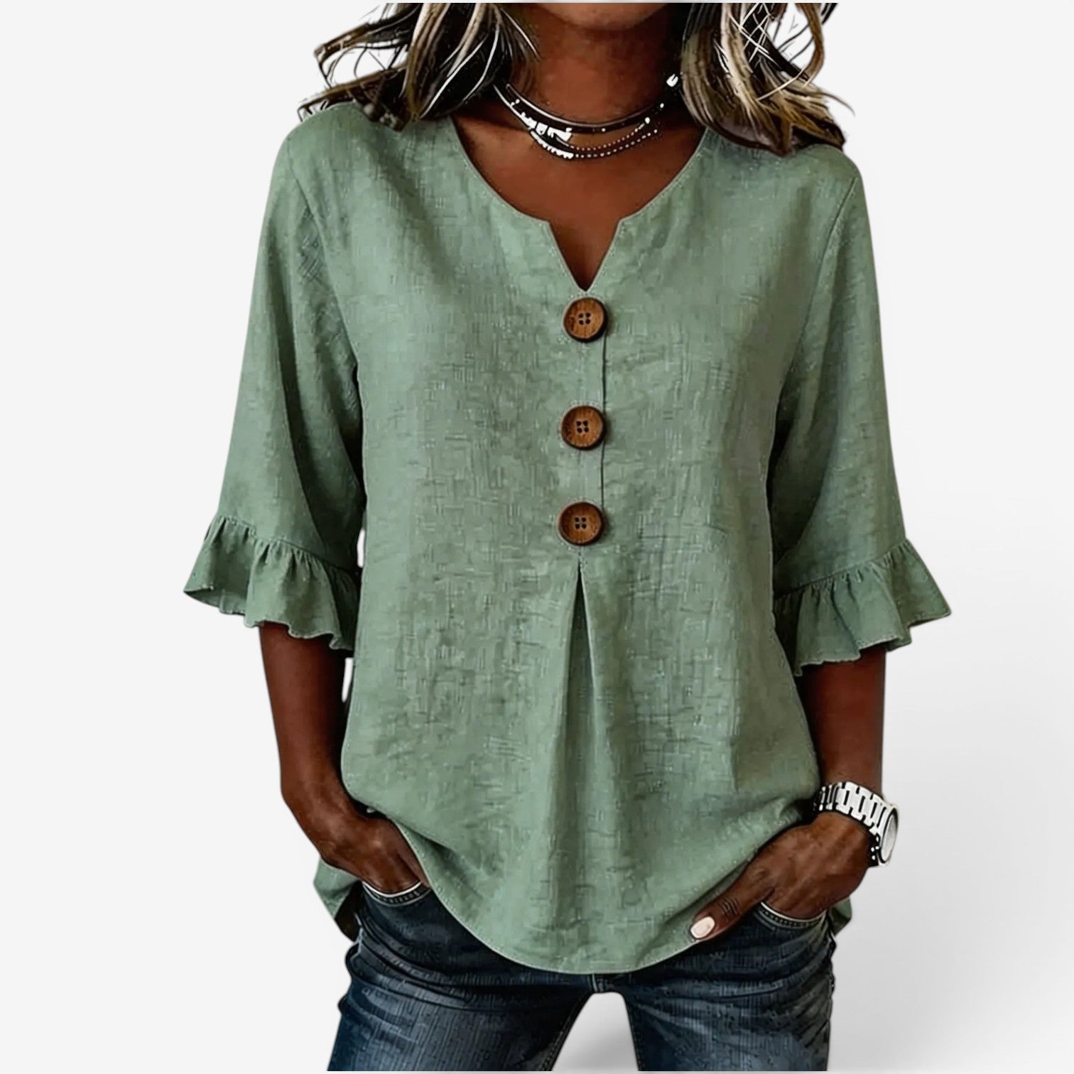 Amy™ V-neck flared top