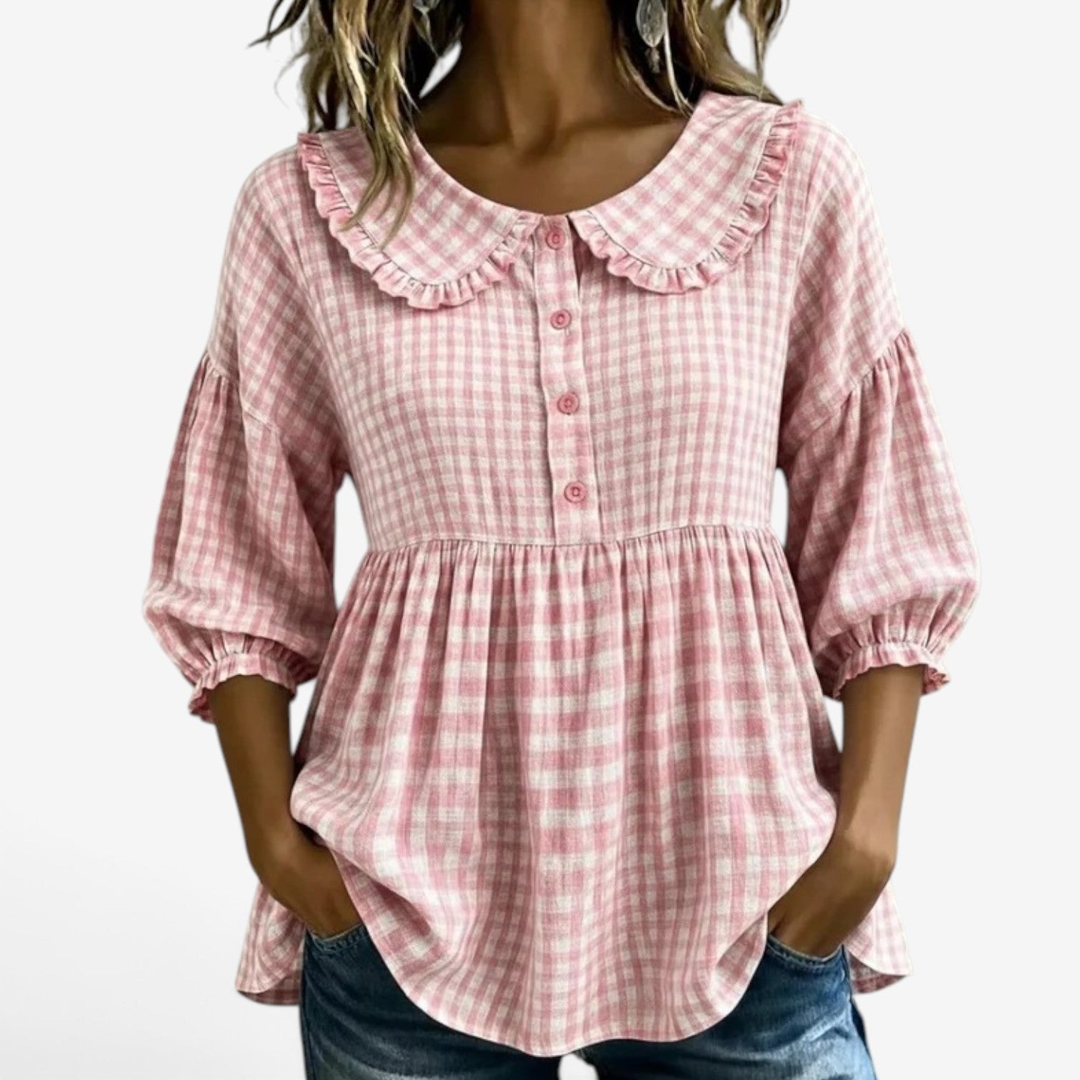Adella™ Ruffled collar peplum blouse