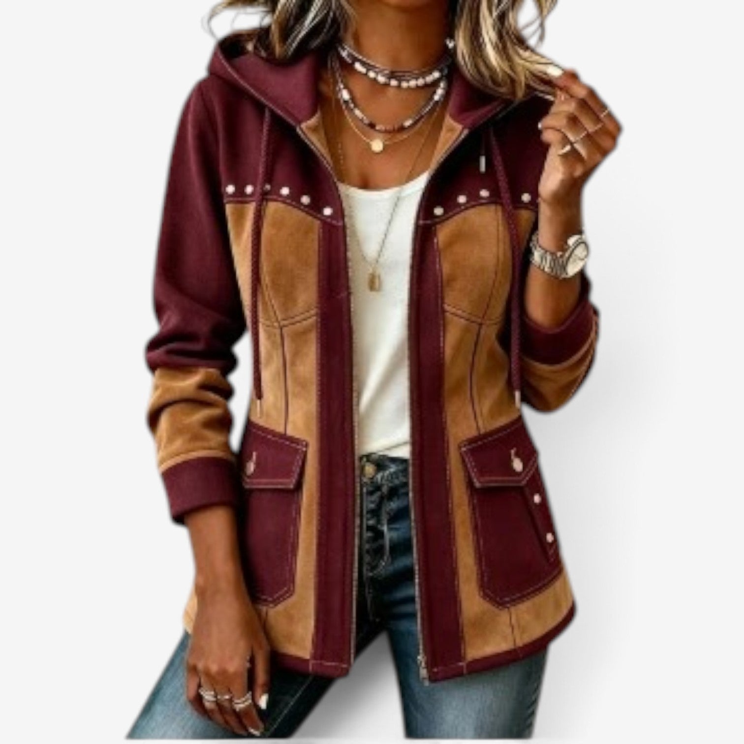 Jizelle™ Hooded denim suede jacket