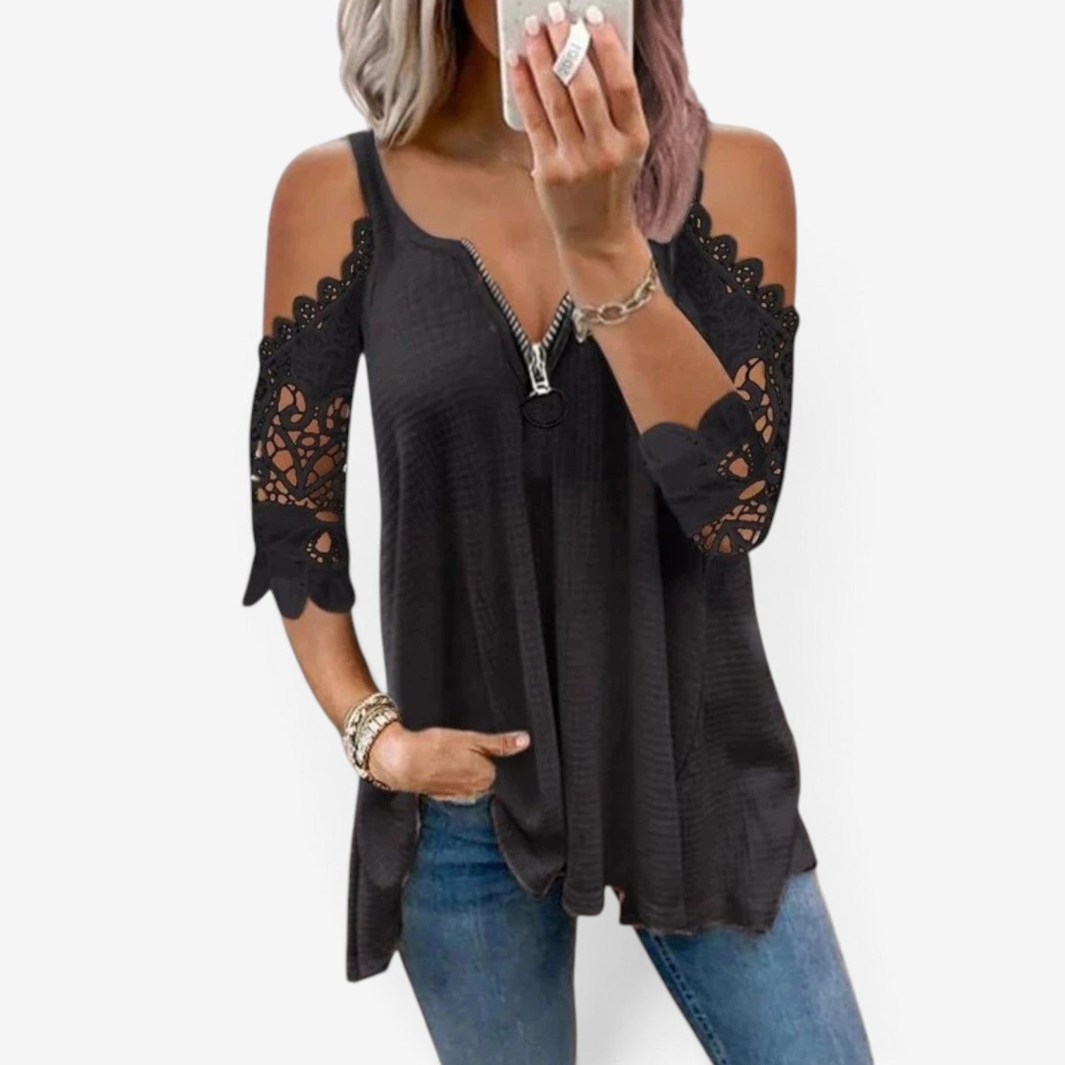 Deliah™ Lace sleeve blouse