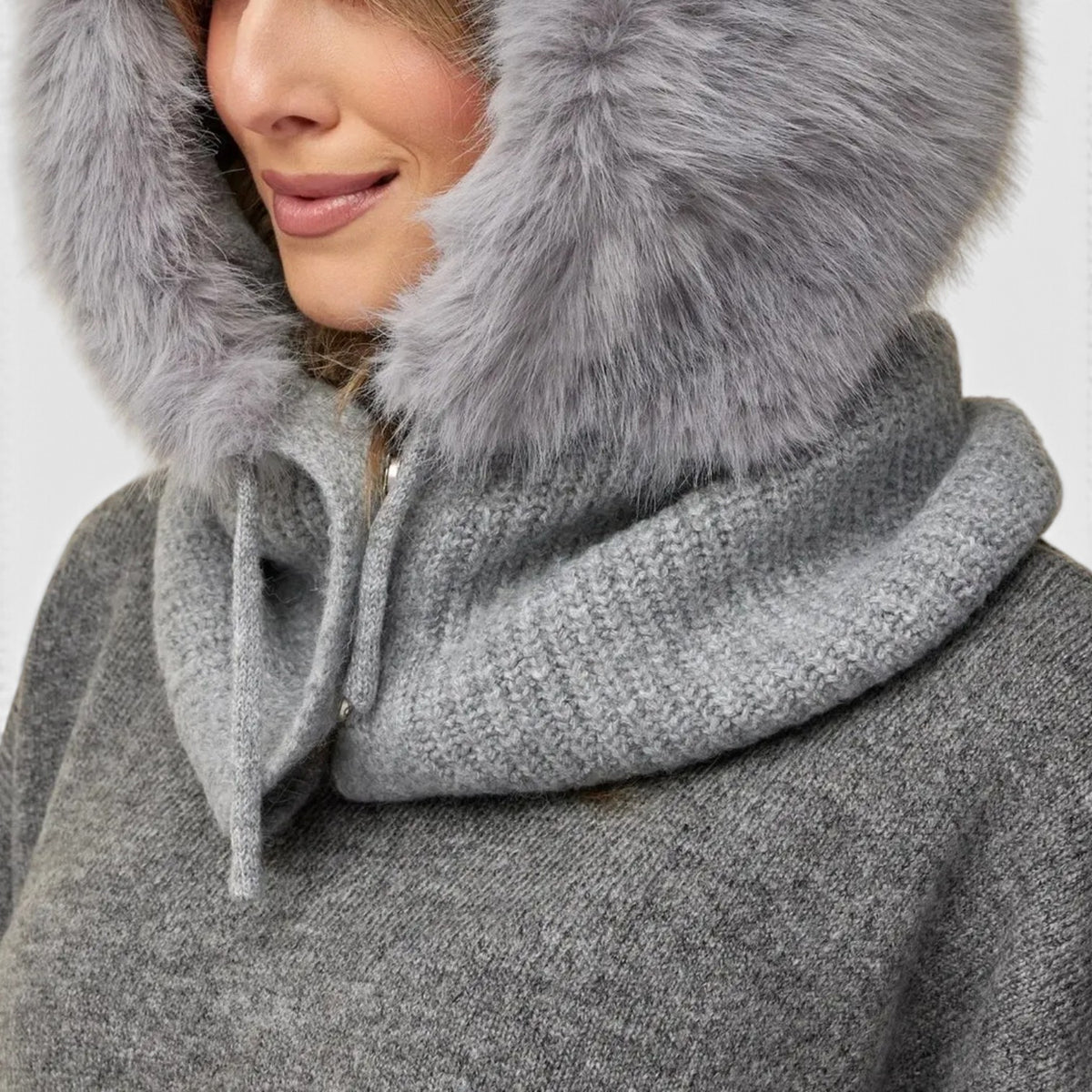 Liana™ Faux Fur Knit Hood Scarf
