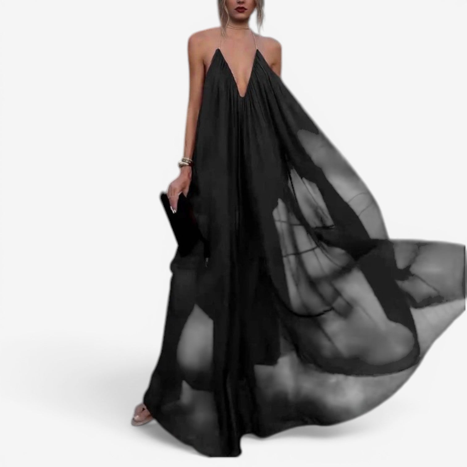 Guillan™ Long dress with low neckline