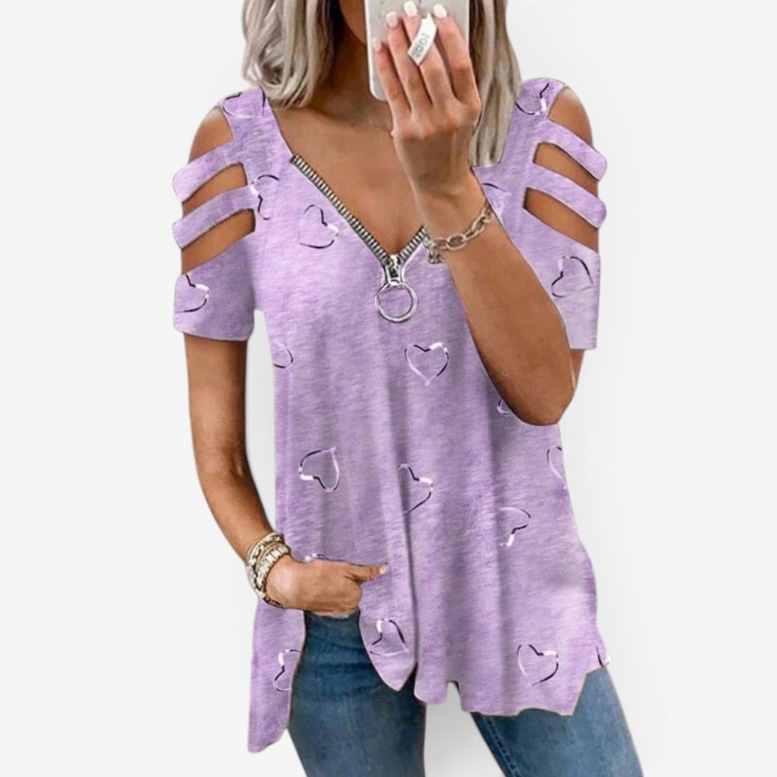 Thera™ Zipper v-neck top