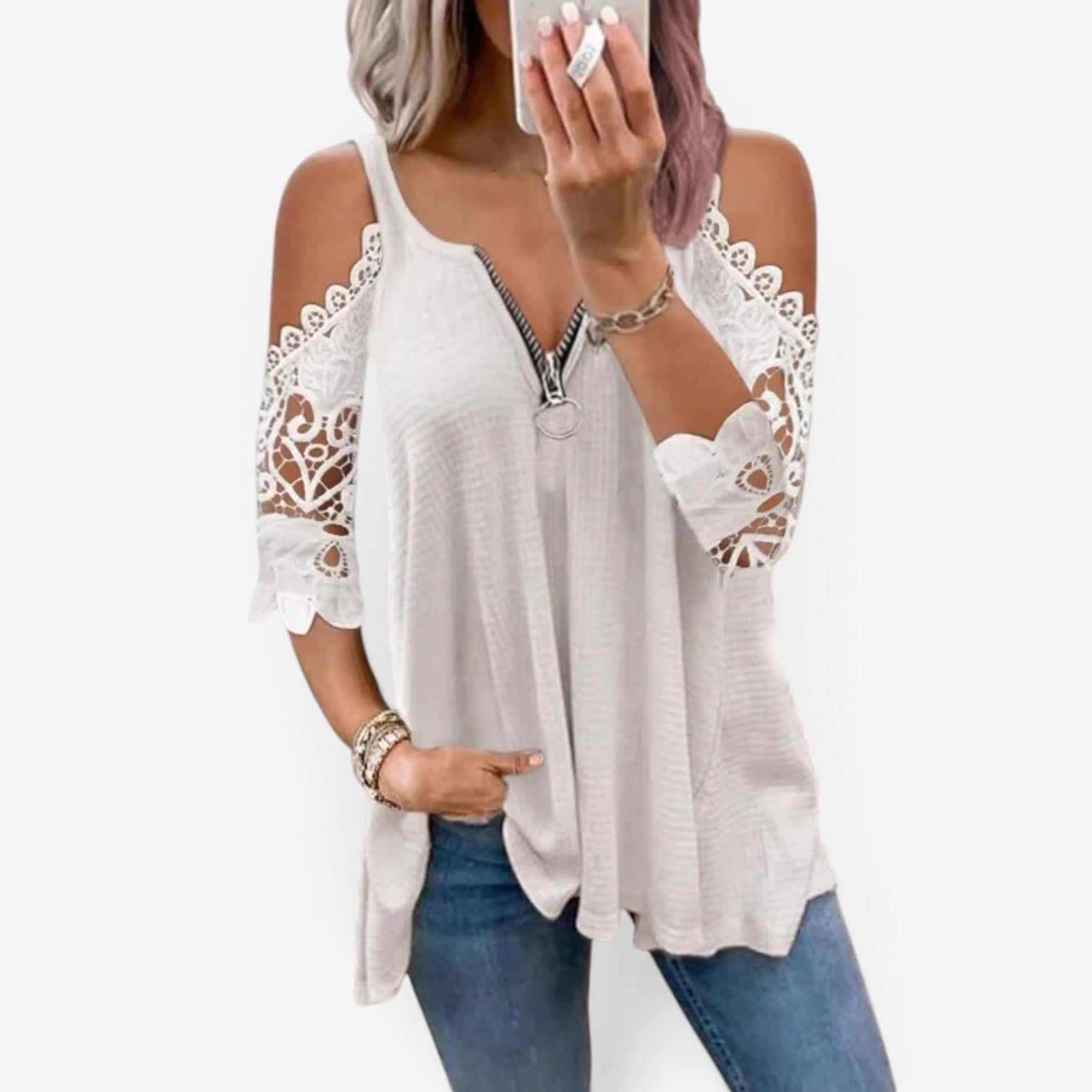 Deliah™ Lace sleeve blouse