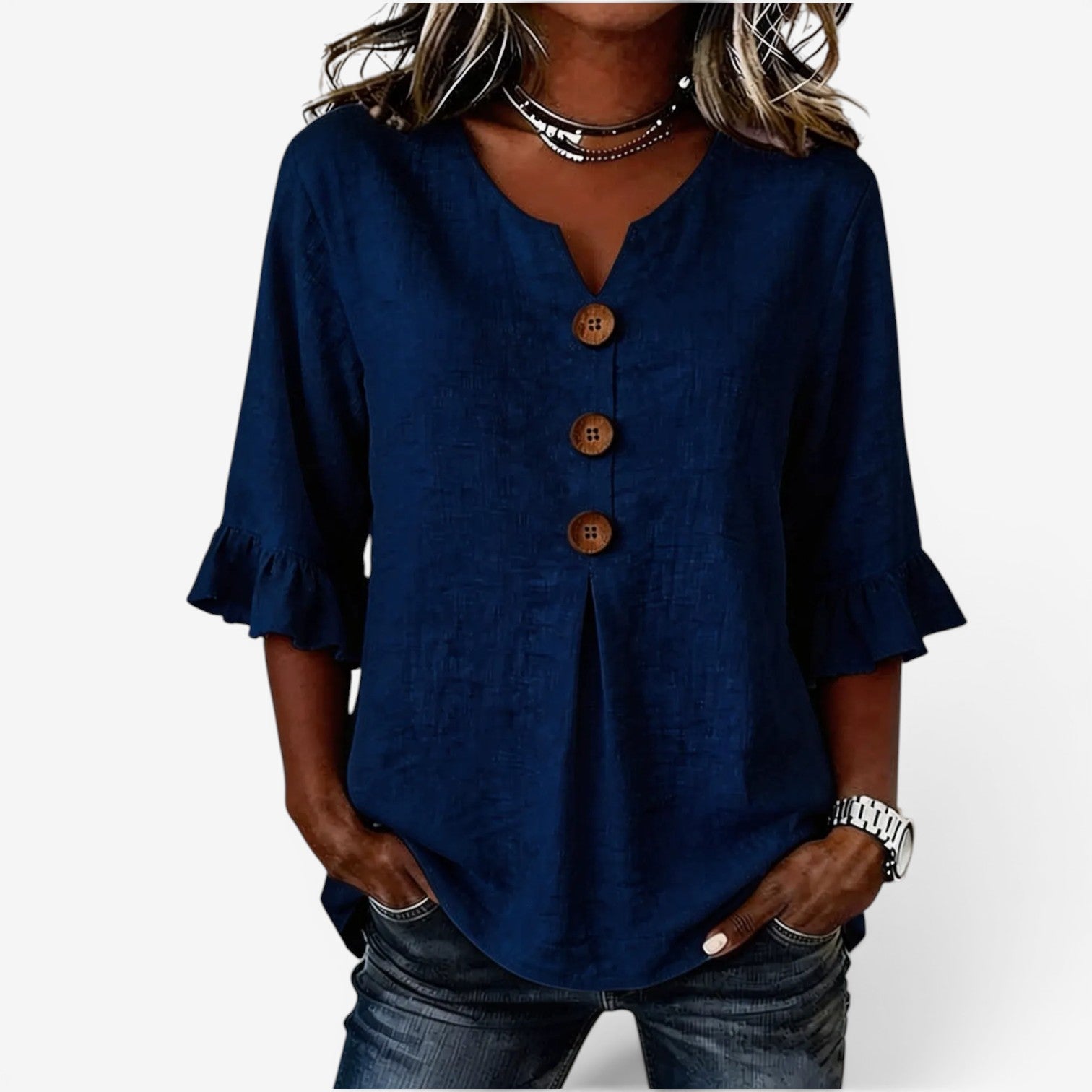 Amy™ V-neck flared top