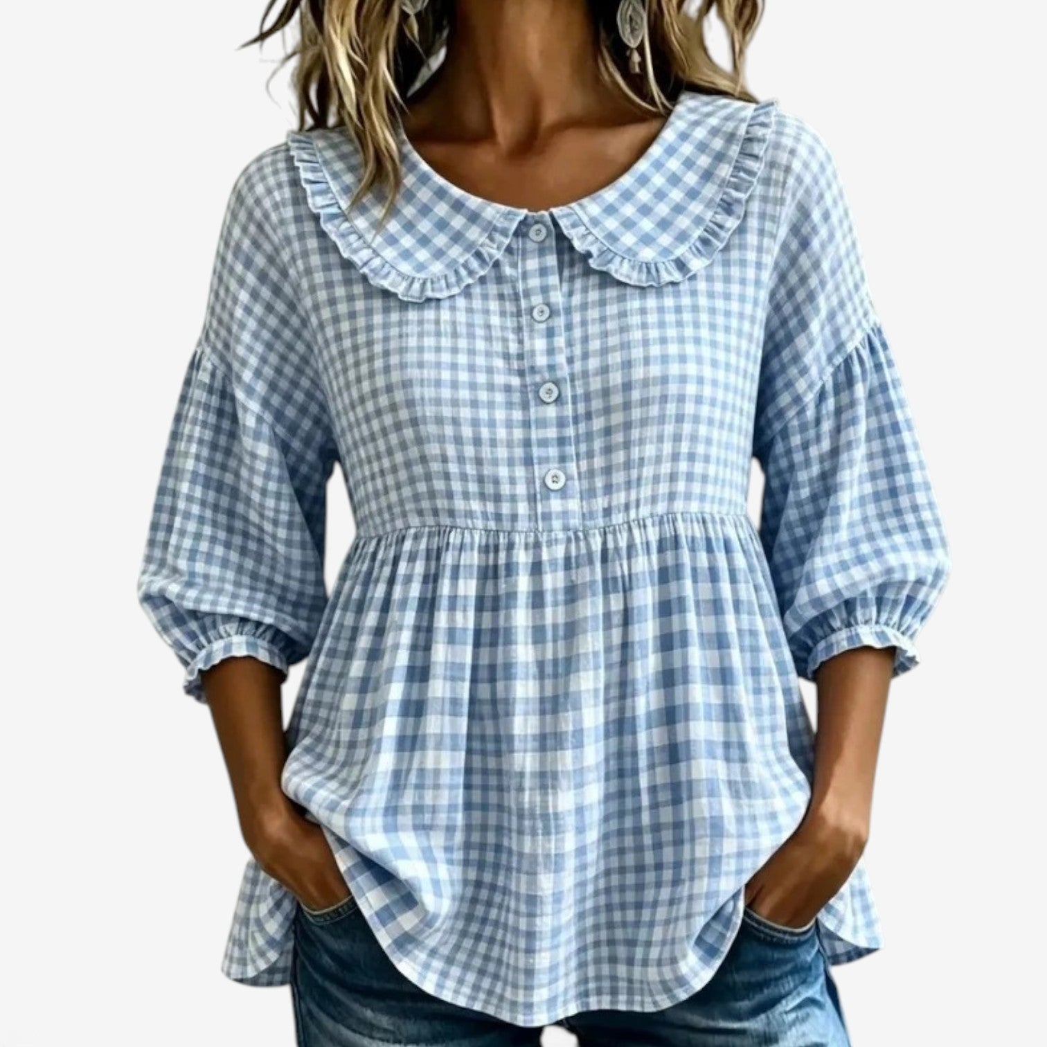 Adella™ Ruffled collar peplum blouse