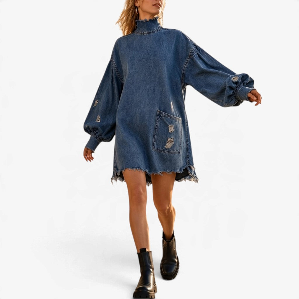 Evelyne™ Oversized Distressed Denim Dress