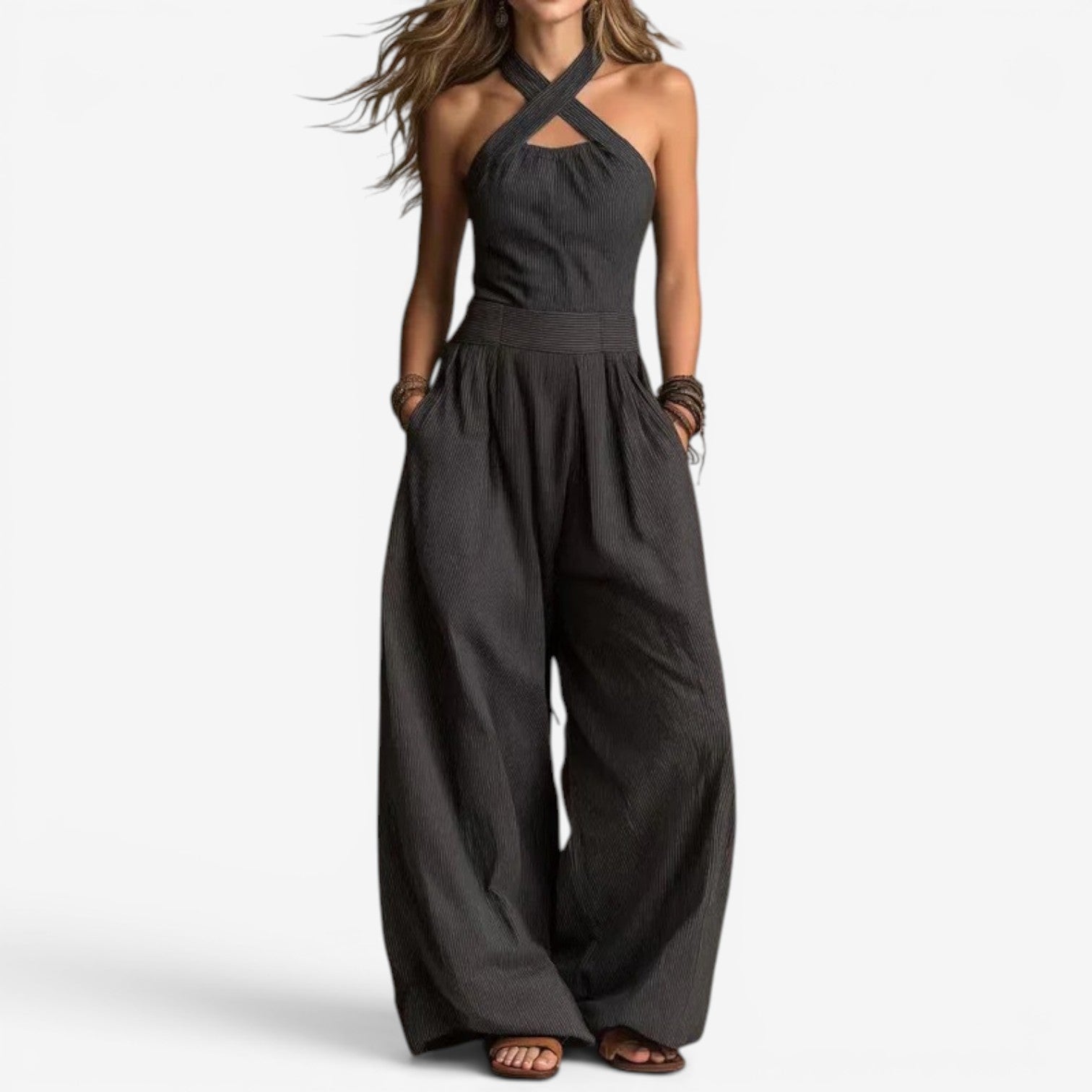 Alennah™ One-piece jumpsuit with crossover neckline
