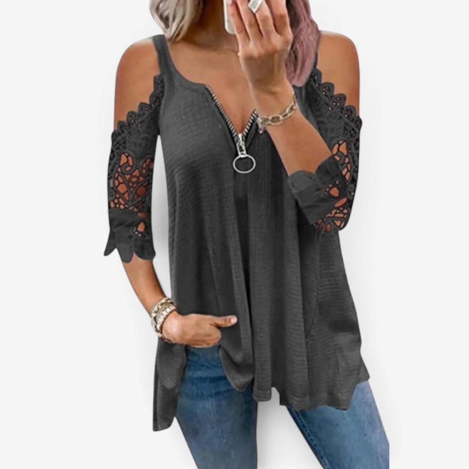 Deliah™ Lace sleeve blouse